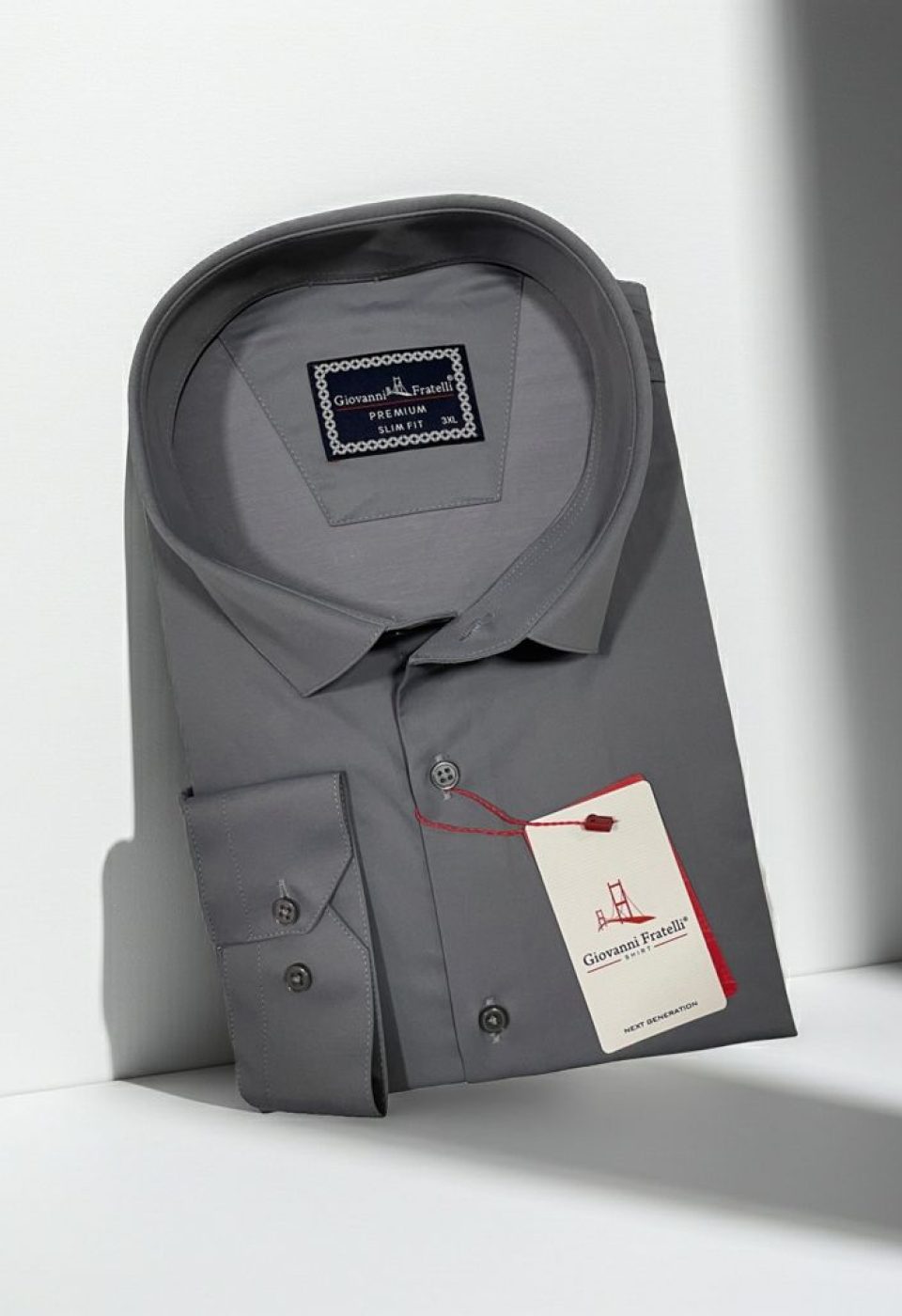 Büyük Beden Slim Fit Uzun Kol Düz Renk Saten Erkek Gömlek 4GMK316051032 - Giovanni Fratelli