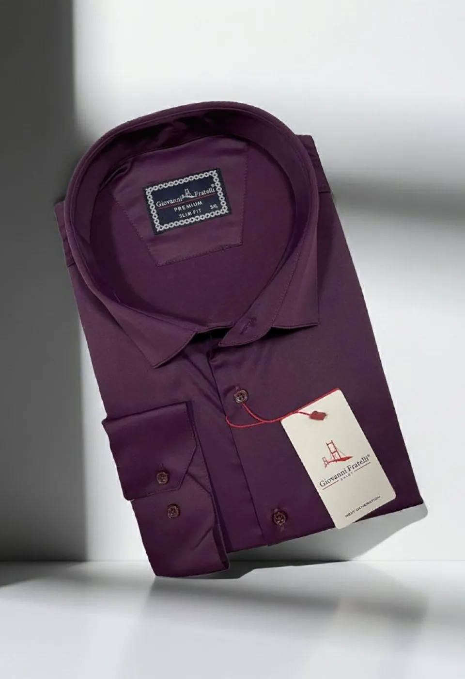 Büyük Beden Slim Fit Uzun Kol Düz Renk Saten Erkek Gömlek 4GMK316051035