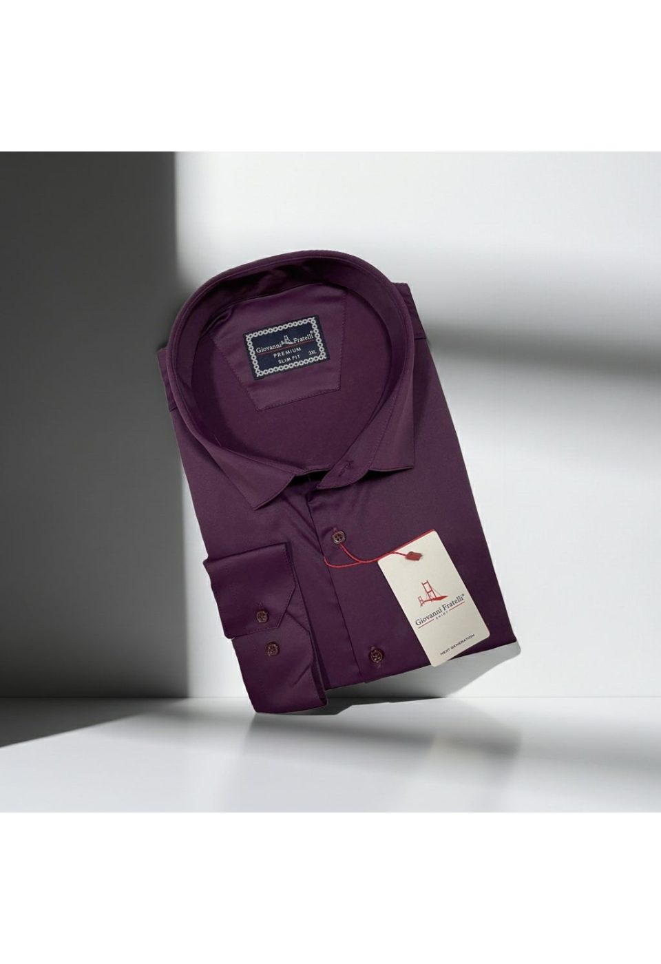 6051 BT CR SATIN 035 Büyük Beden Slim Fit Uzun Kol Düz Renk Saten Erkek Gömlek 4GMK316051035 - Giovanni Fratelli