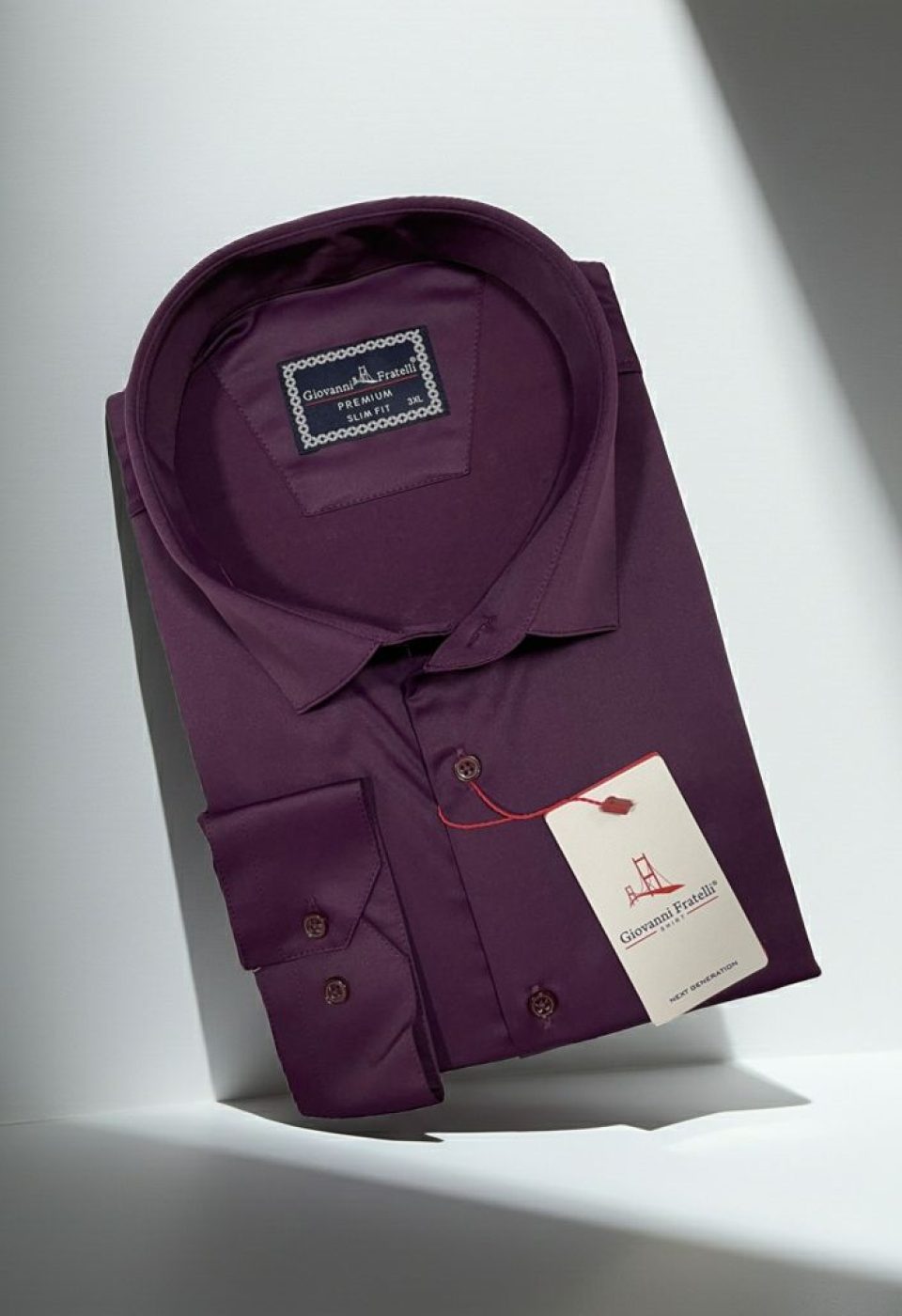 6051 BT CR SATIN 035 Büyük Beden Slim Fit Uzun Kol Düz Renk Saten Erkek Gömlek 4GMK316051035 - Giovanni Fratelli
