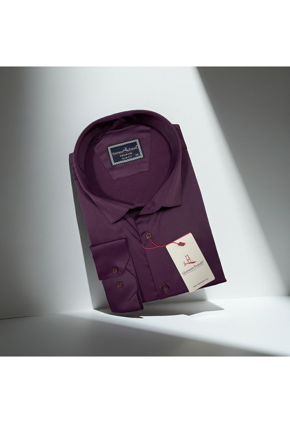 6051 BT CR SATIN 035 Büyük Beden Slim Fit Uzun Kol Düz Renk Saten Erkek Gömlek 4GMK316051035 - Giovanni Fratelli