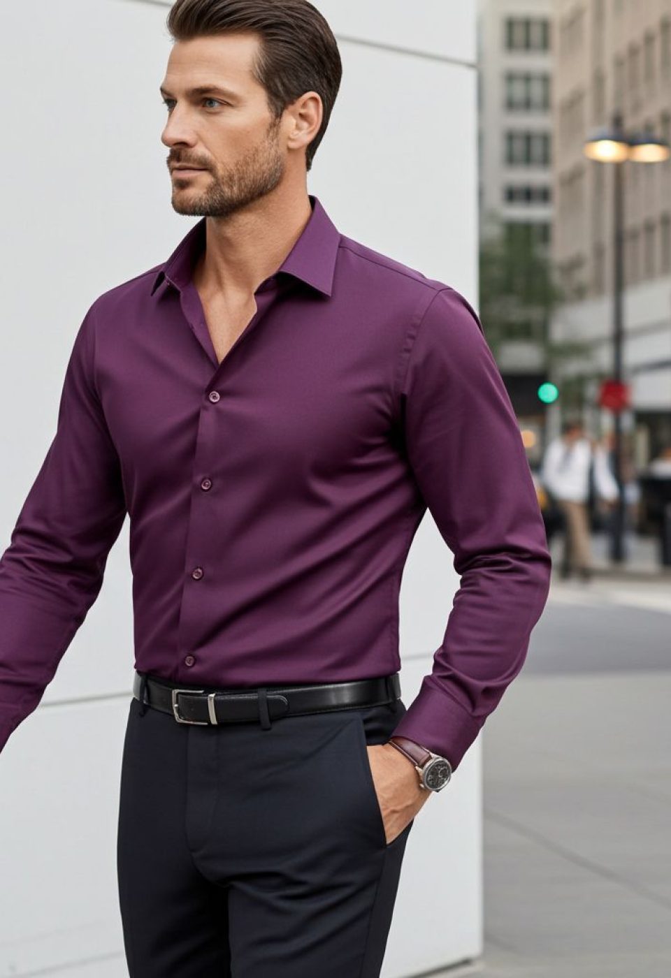 Büyük Beden Slim Fit Uzun Kol Düz Renk Saten Erkek Gömlek 4GMK316051035 Büyük Beden Slim Fit Uzun Kol Düz Renk Saten Erkek Gömlek 4GMK316051035