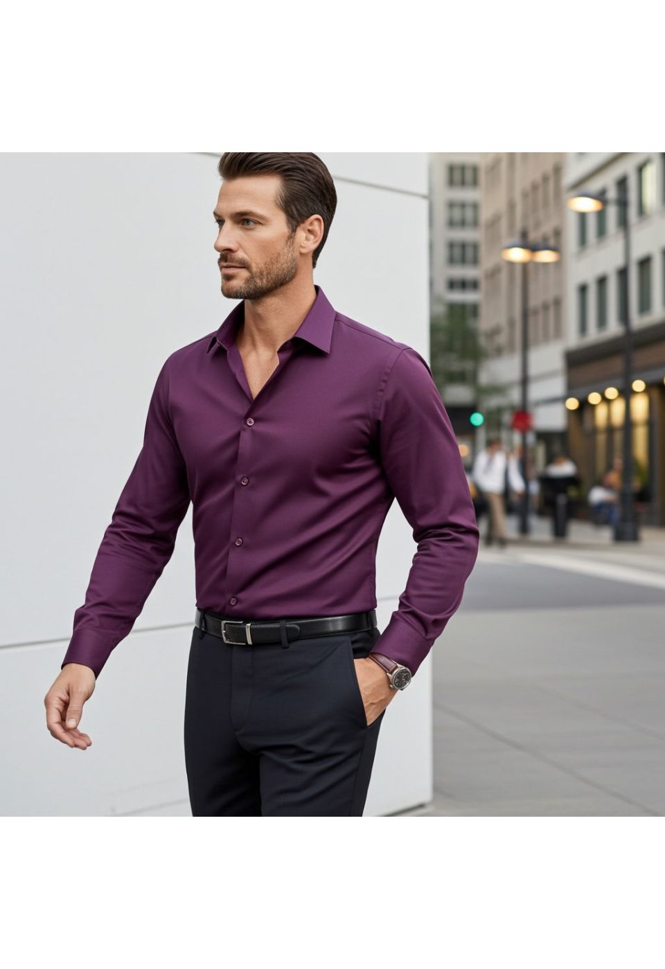 6051 BT CR SATIN 035 Büyük Beden Slim Fit Uzun Kol Düz Renk Saten Erkek Gömlek 4GMK316051035 - Giovanni Fratelli