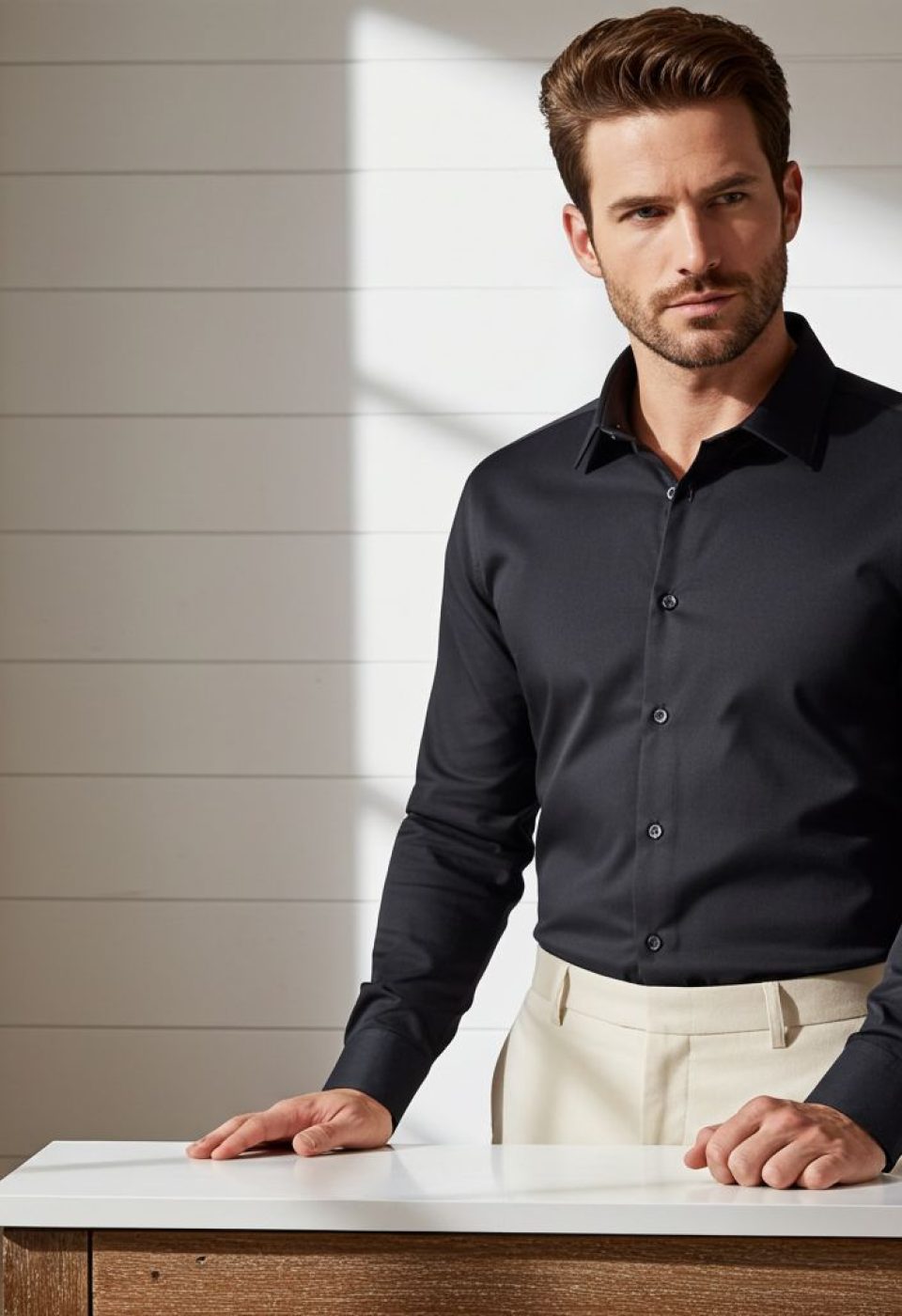 Büyük Beden Slim Fit Uzun Kol Düz Renk Saten Erkek Gömlek 4GMK316051037 Büyük Beden Slim Fit Uzun Kol Düz Renk Saten Erkek Gömlek 4GMK316051037