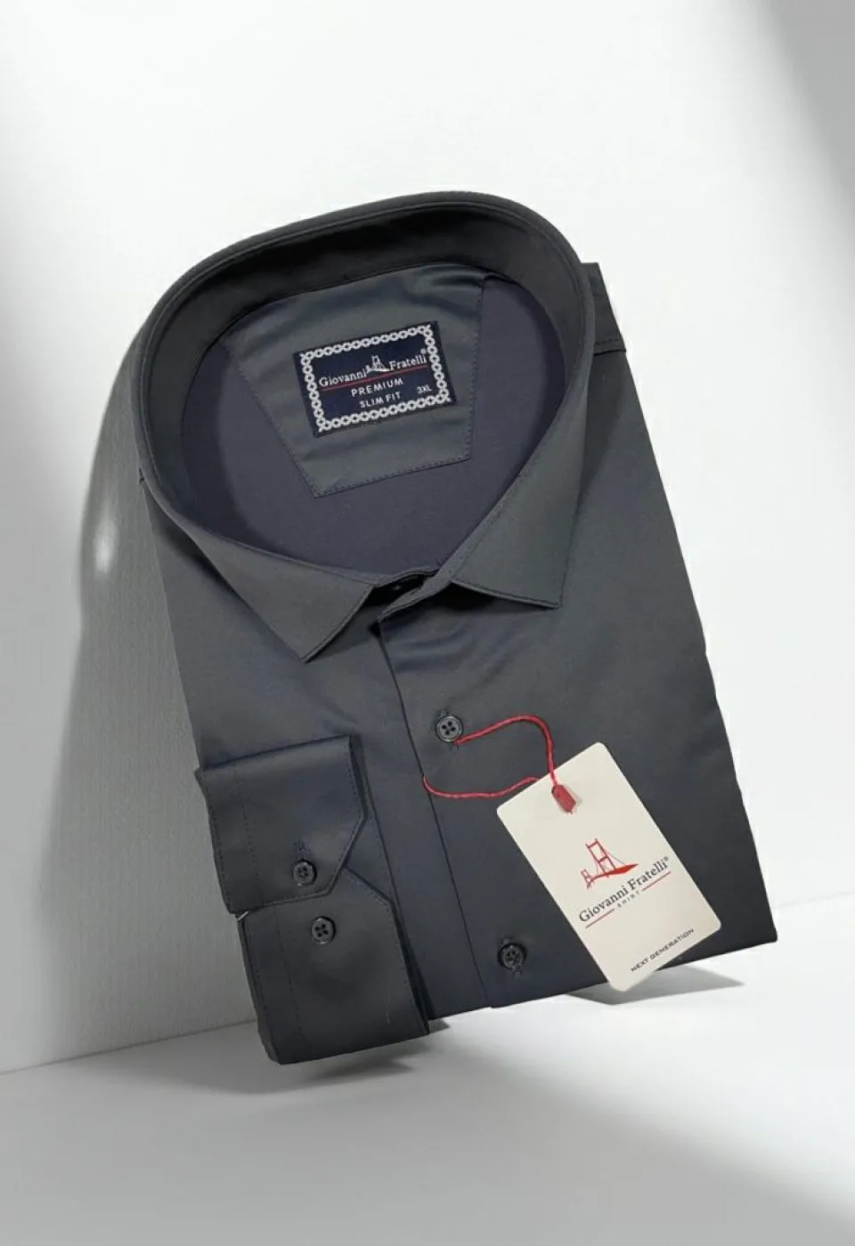 Büyük Beden Slim Fit Uzun Kol Düz Renk Saten Erkek Gömlek 4GMK316051038