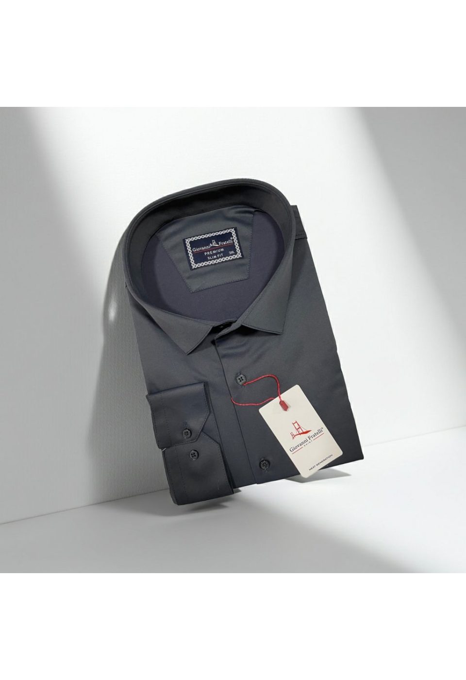 Büyük Beden Slim Fit Uzun Kol Düz Renk Saten Erkek Gömlek 4GMK316051038 - Giovanni Fratelli
