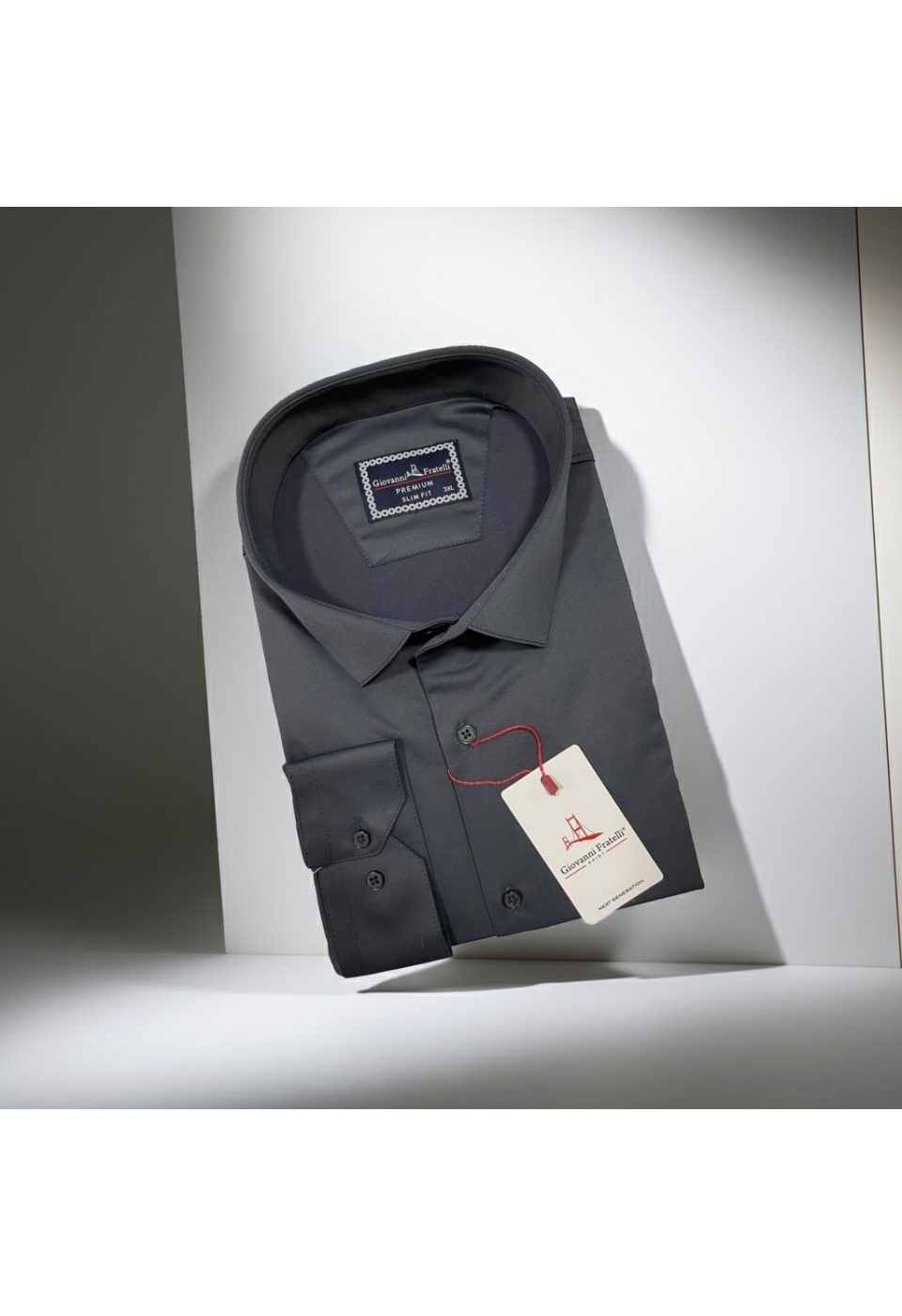 Büyük Beden Slim Fit Uzun Kol Düz Renk Saten Erkek Gömlek 4GMK316051038 - Giovanni Fratelli