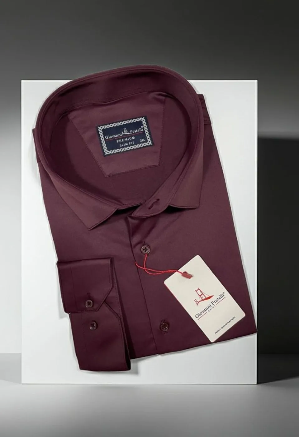 Büyük Beden Slim Fit Uzun Kol Düz Renk Saten Erkek Gömlek 4GMK316051039
