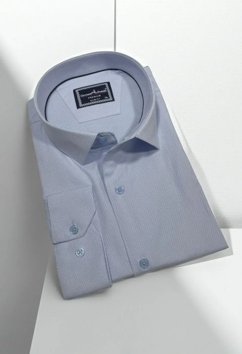 Büyük Beden Slim Fit Uzun Kol Desenli Jakar Erkek Gömlek 4GMK316091003