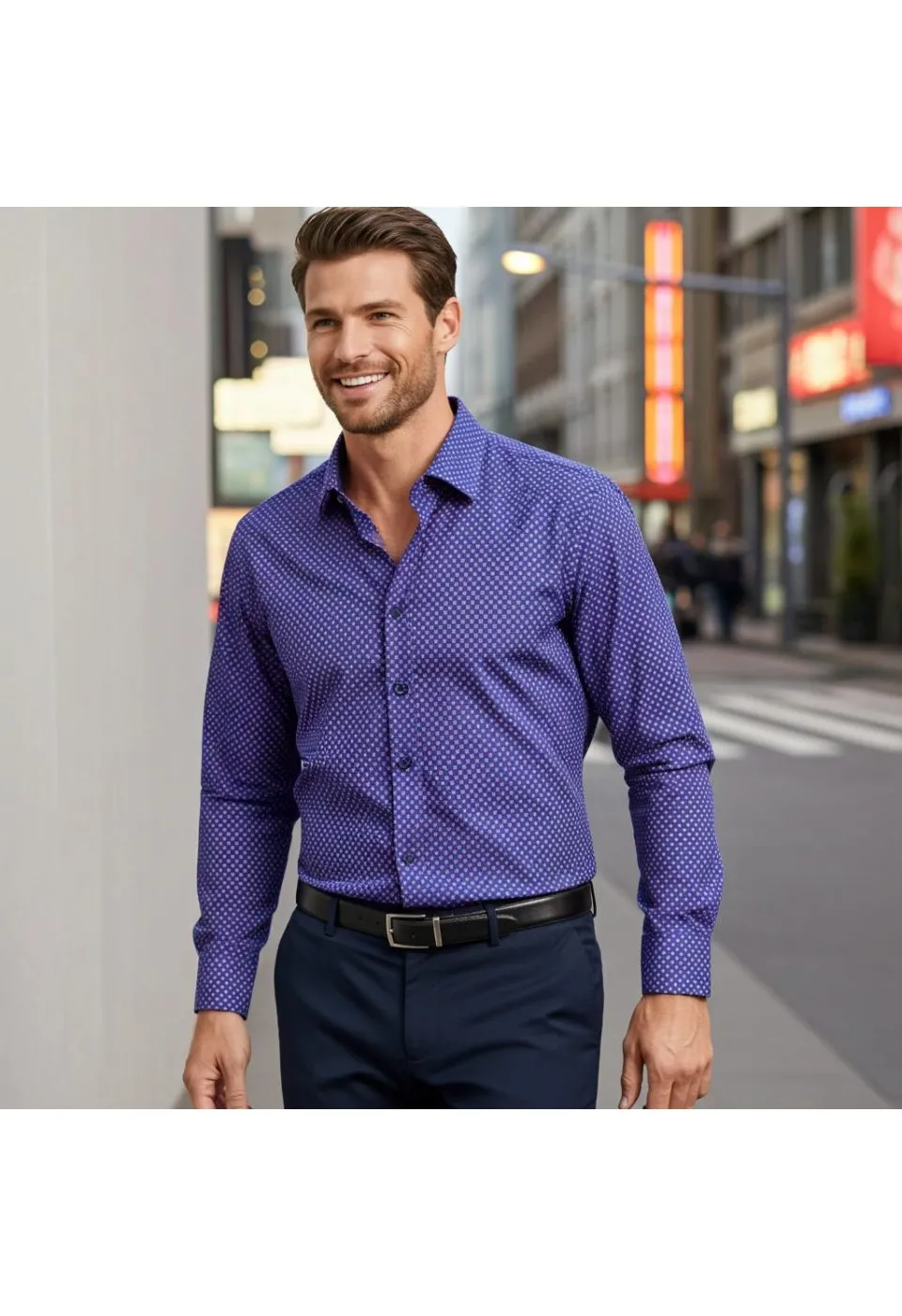 Slim Fit Uzun Kol Desenli Dijital Baskılı Erkek Gömlek 3GMK316113013 - Giovanni Fratelli