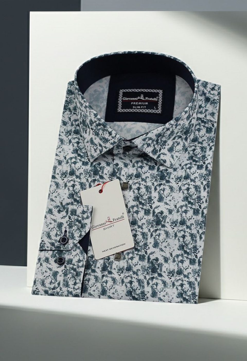Slim Fit Uzun Kol Desenli Dijital Baskılı Erkek Gömlek 3GMK316114012