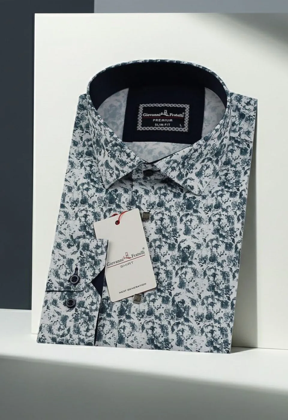 Slim Fit Uzun Kol Desenli Dijital Baskılı Erkek Gömlek 3GMK316114012