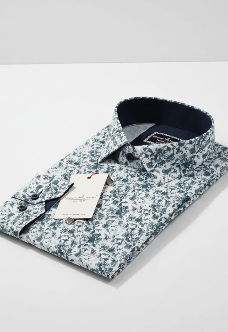 Slim Fit Uzun Kol Desenli Dijital Baskılı Erkek Gömlek 3GMK316114012