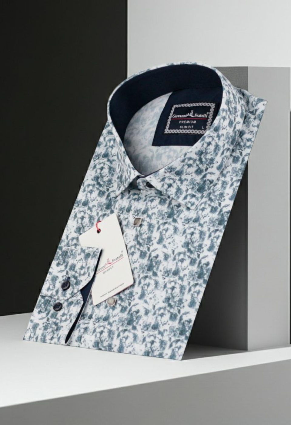 Slim Fit Uzun Kol Desenli Dijital Baskılı Erkek Gömlek 3GMK316114022