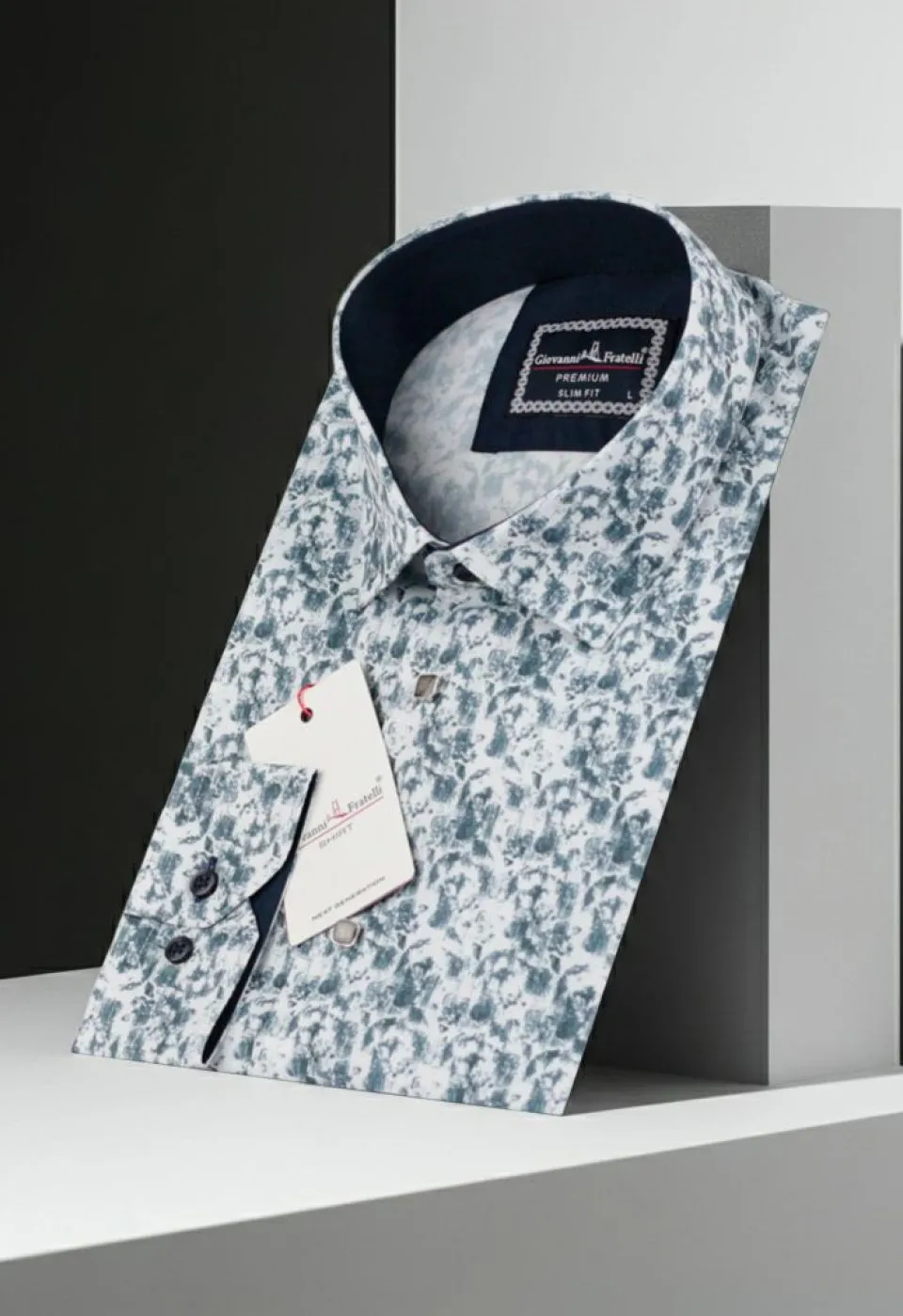 Slim Fit Uzun Kol Desenli Dijital Baskılı Erkek Gömlek 3GMK316114022