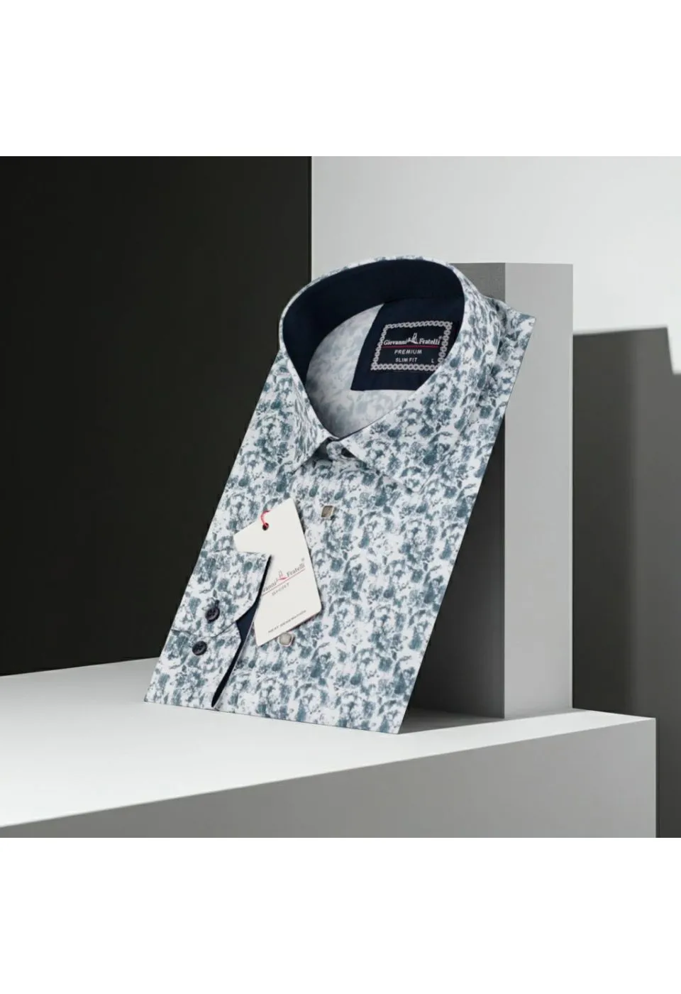Slim Fit Uzun Kol Desenli Dijital Baskılı Erkek Gömlek 3GMK316114022 - Giovanni Fratelli