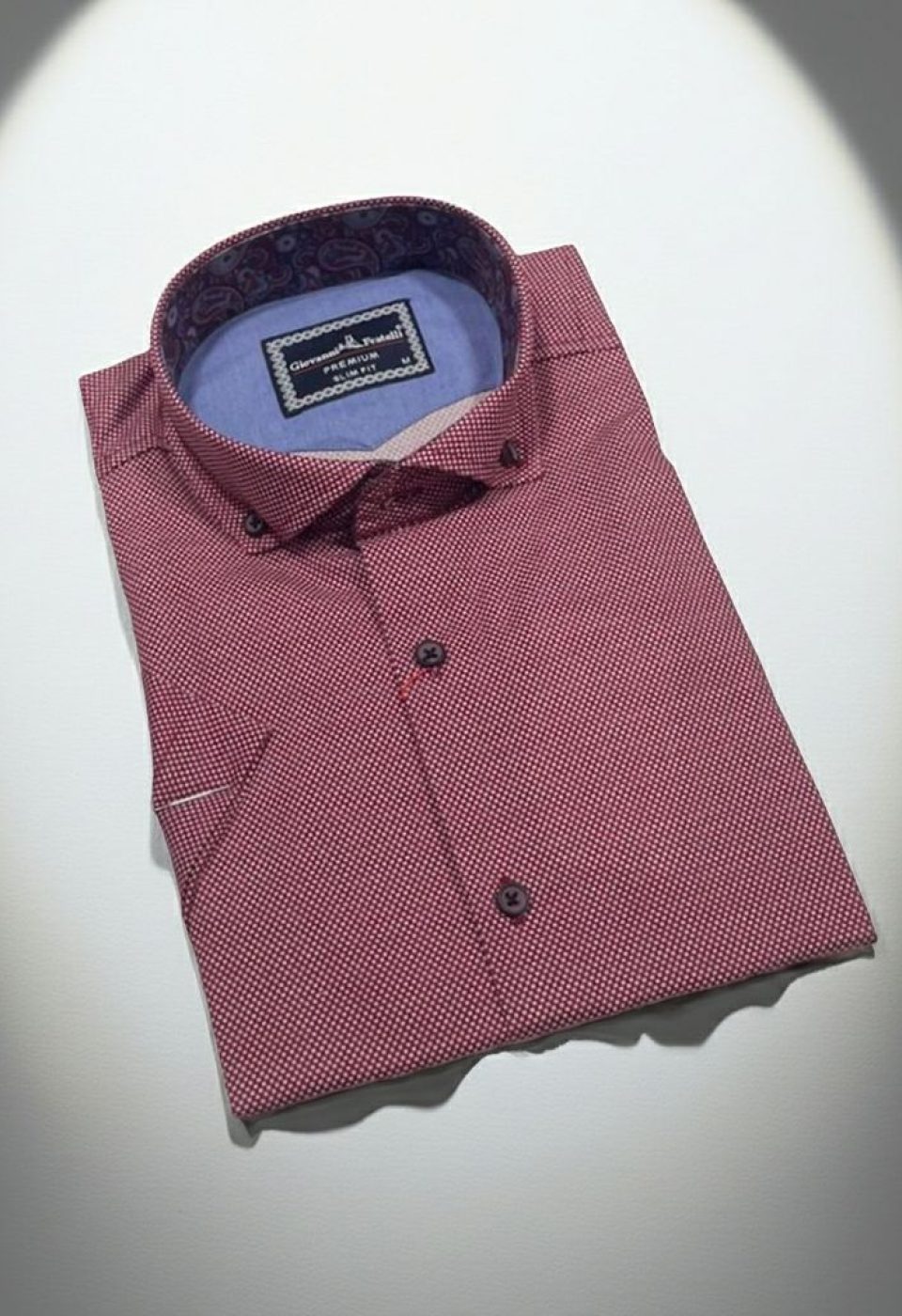 Slim Fit Kısa Kol Desenli Yaka Düğmeli Erkek Gömlek 3GMK317024001 - Giovanni Fratelli