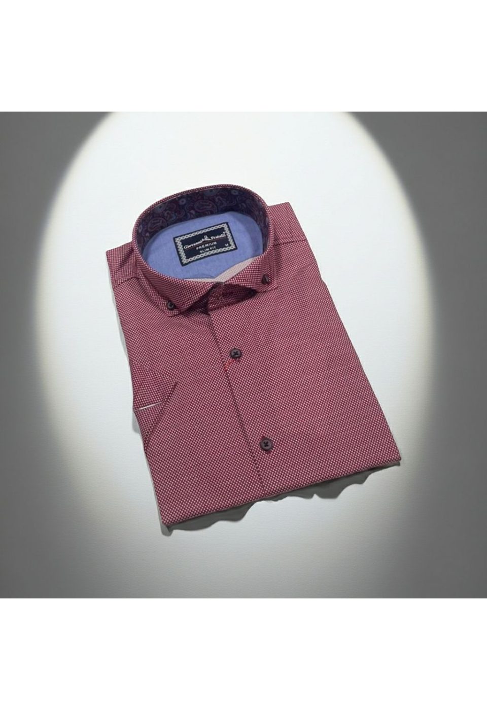 Slim Fit Kısa Kol Desenli Yaka Düğmeli Erkek Gömlek 3GMK317024001 - Giovanni Fratelli