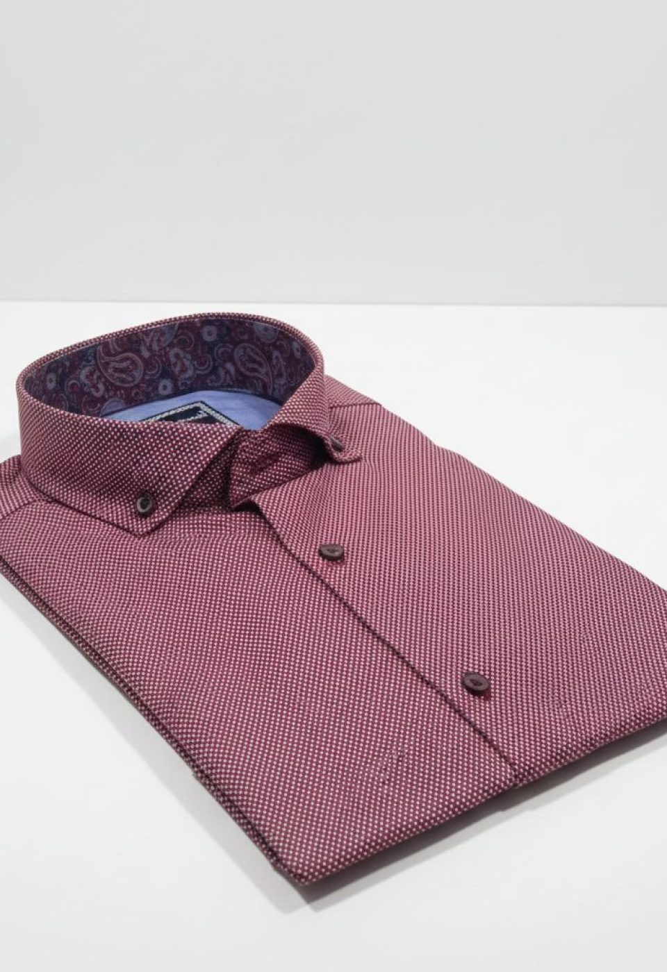 Slim Fit Kısa Kol Desenli Yaka Düğmeli Erkek Gömlek 3GMK317024001