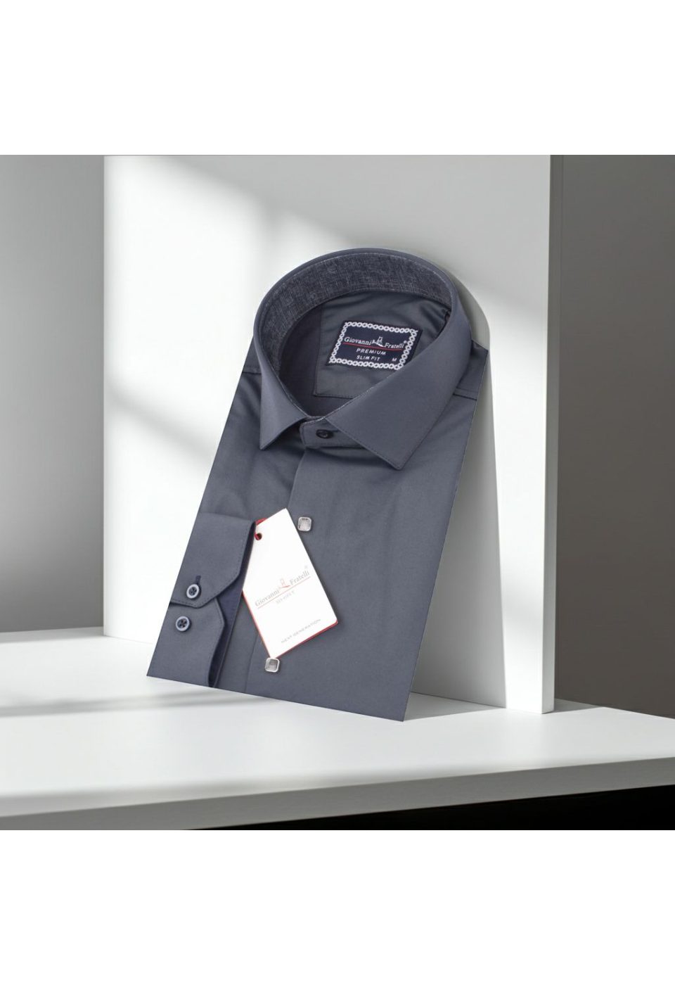 Slim Fit Uzun Kol Düz Renk Saten Erkek Gömlek 3GMK317037A06 - Giovanni Fratelli
