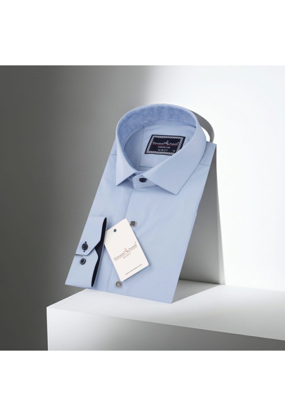 Slim Fit Uzun Kol Düz Renk Saten Erkek Gömlek 3GMK317037A08 - Giovanni Fratelli