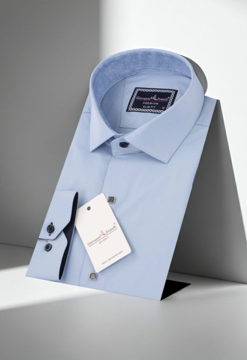 Slim Fit Uzun Kol Düz Renk Saten Erkek Gömlek 3GMK317037A08 - Giovanni Fratelli