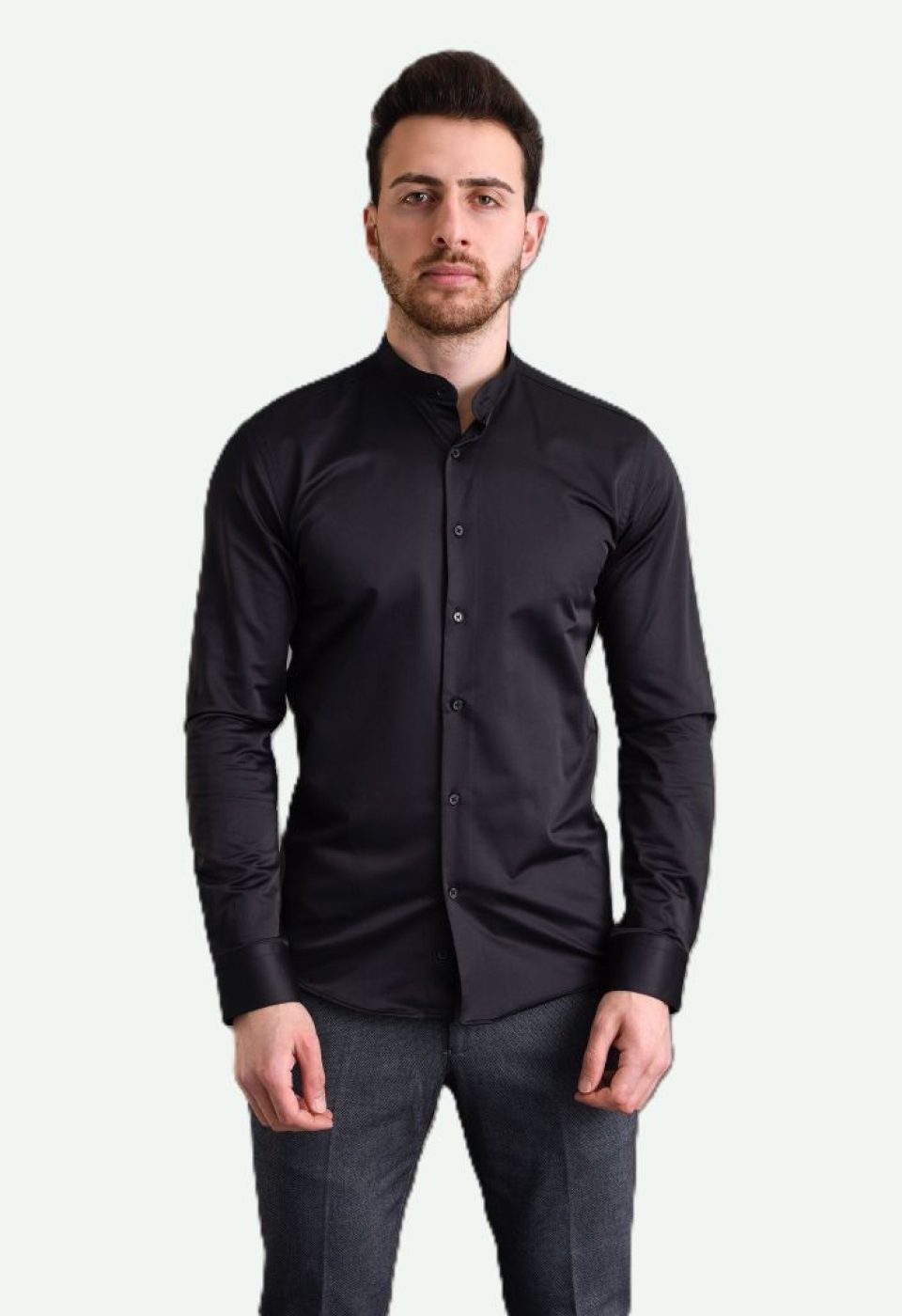7039 CR HK SATIN 003 Slim Fit Uzun Kol Düz Renk Saten Hakim Yaka Erkek Gömlek 3GMK317039003 - Giovanni Fratelli