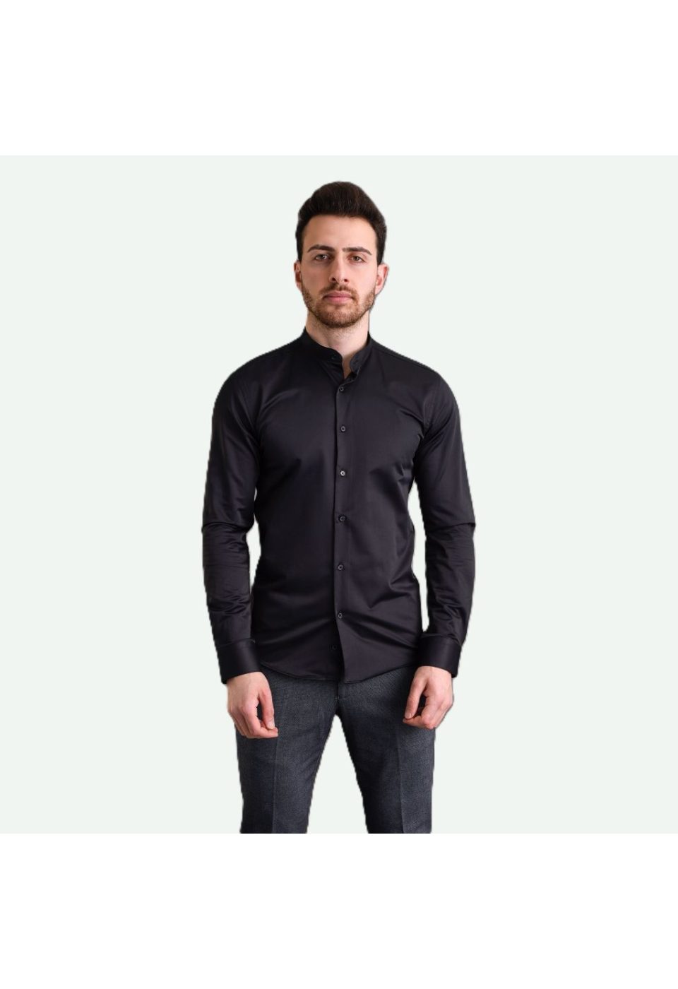 7039 CR HK SATIN 003 Slim Fit Uzun Kol Düz Renk Saten Hakim Yaka Erkek Gömlek 3GMK317039003 - Giovanni Fratelli