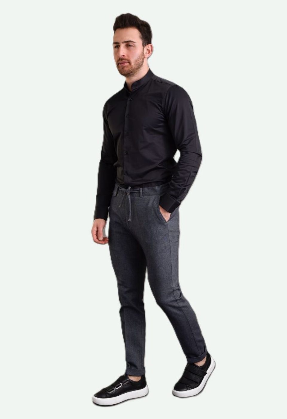 7039 CR HK SATIN 003 Slim Fit Uzun Kol Düz Renk Saten Hakim Yaka Erkek Gömlek 3GMK317039003 - Giovanni Fratelli