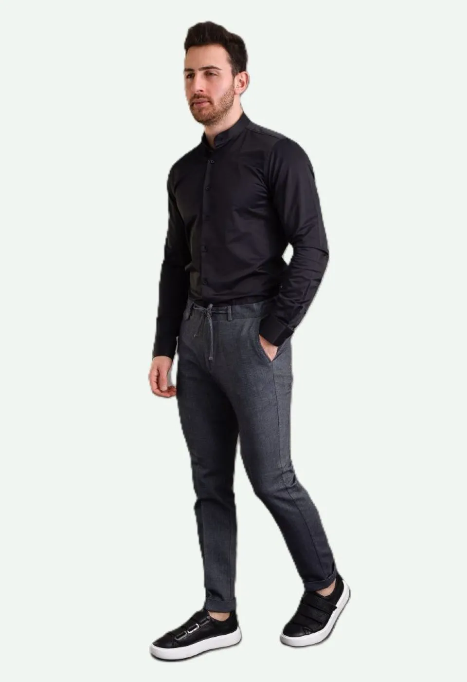 7039 CR HK SATIN 003 Slim Fit Uzun Kol Düz Renk Saten Hakim Yaka Erkek Gömlek 3GMK317039003 - Giovanni Fratelli