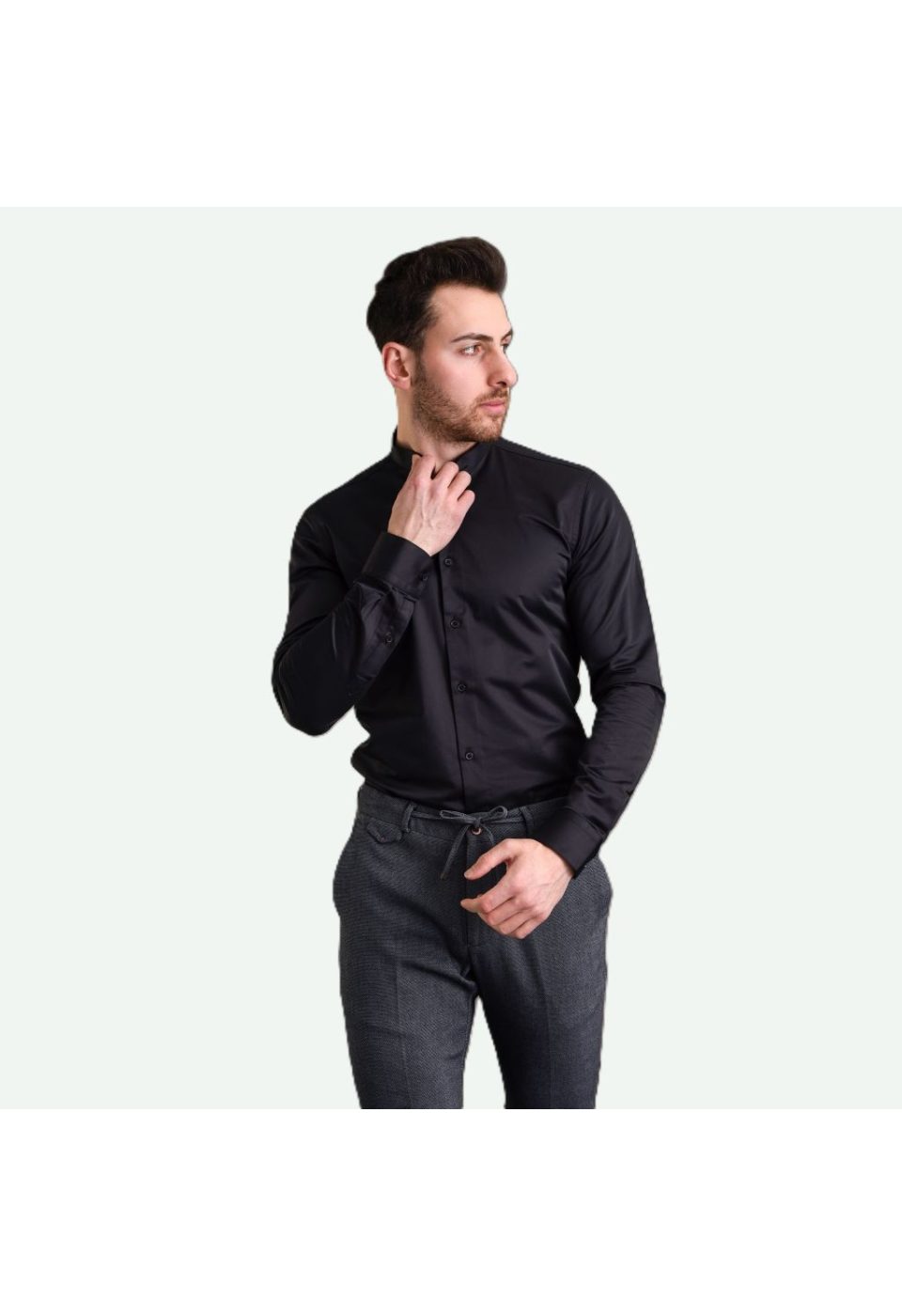 7039 CR HK SATIN 003 Slim Fit Uzun Kol Düz Renk Saten Hakim Yaka Erkek Gömlek 3GMK317039003 - Giovanni Fratelli