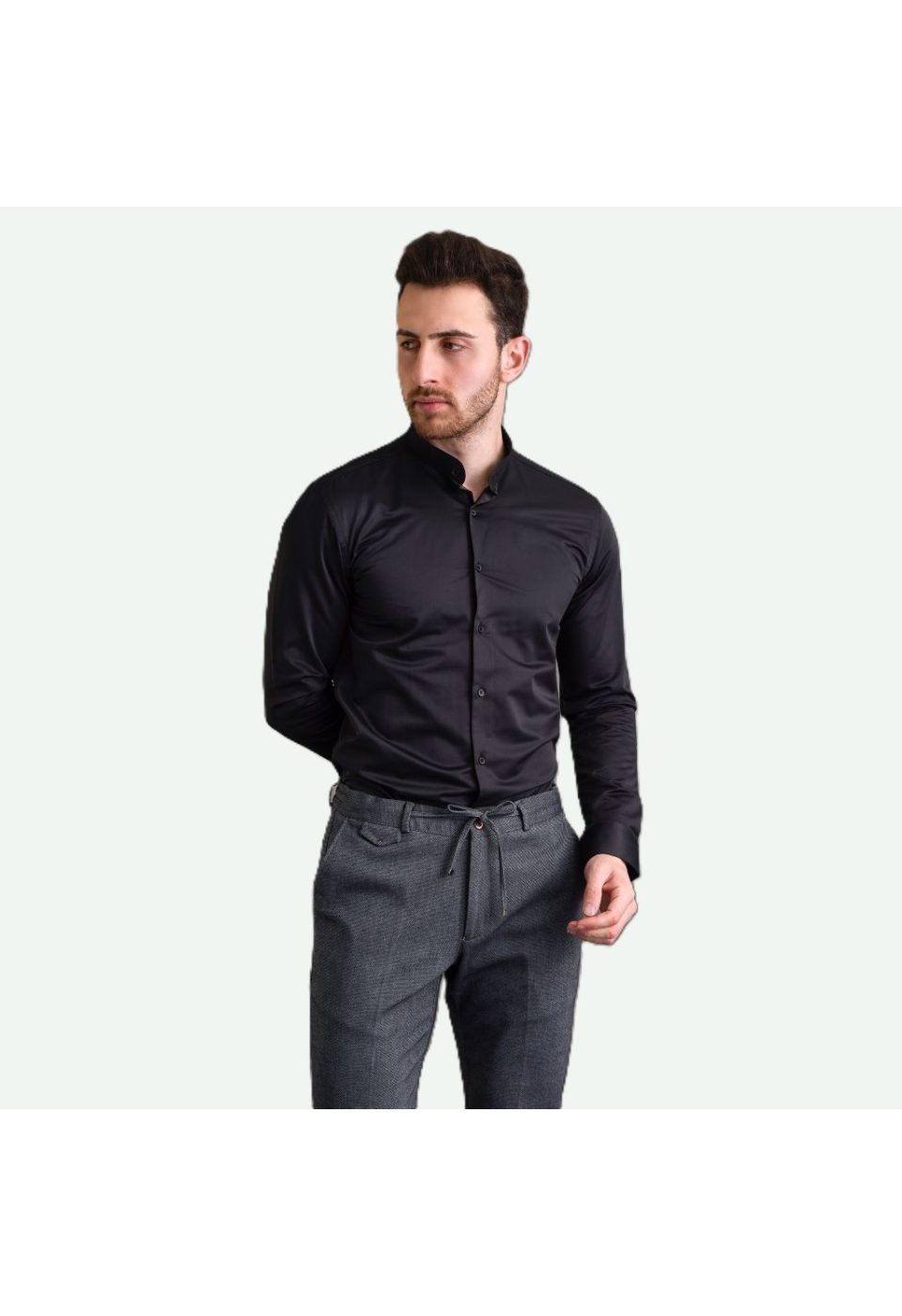 7039 CR HK SATIN 003 Slim Fit Uzun Kol Düz Renk Saten Hakim Yaka Erkek Gömlek 3GMK317039003 - Giovanni Fratelli