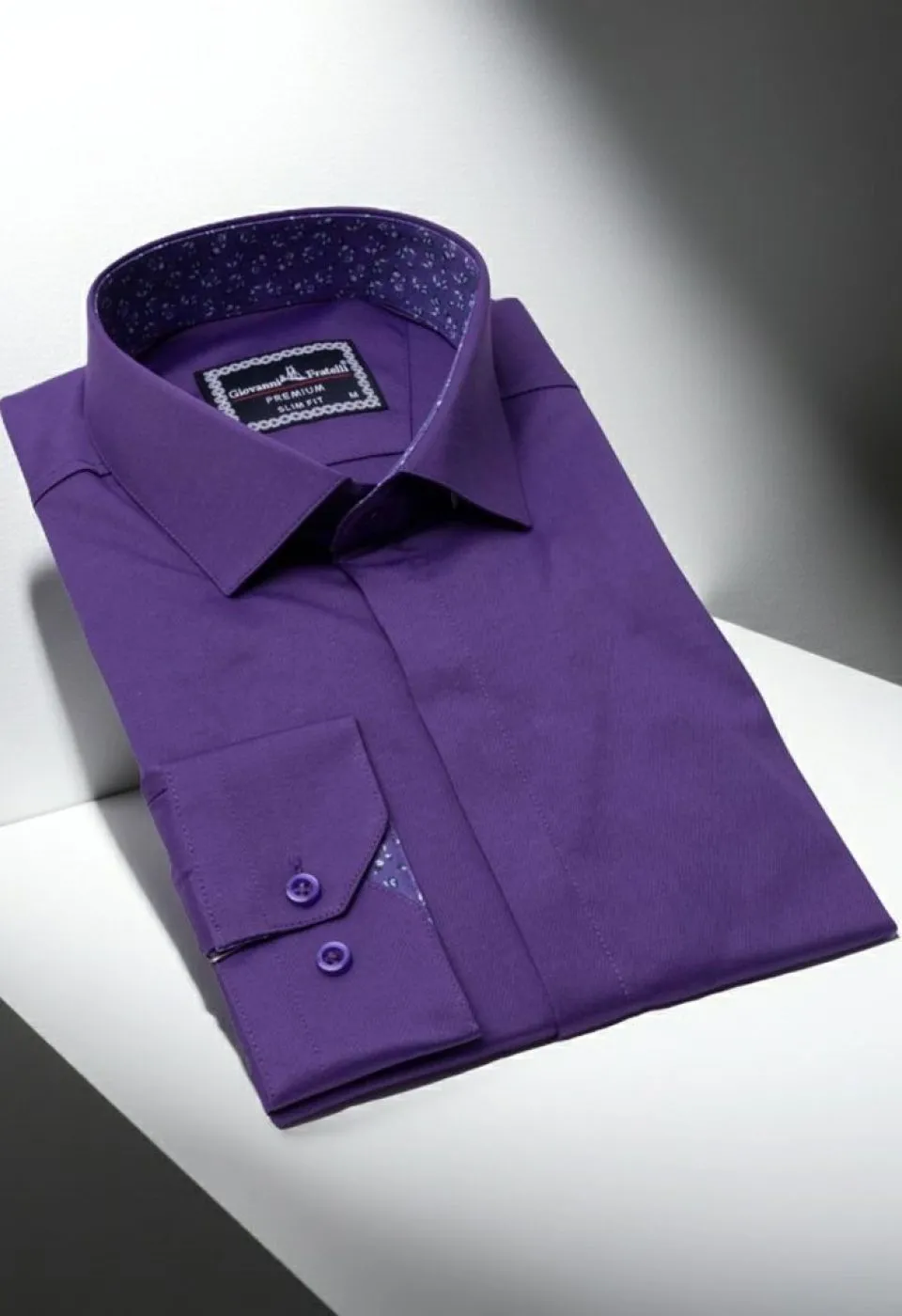 Slim Fit Uzun Kol Düz Renk Saten Erkek Gömlek 3GMK317044014