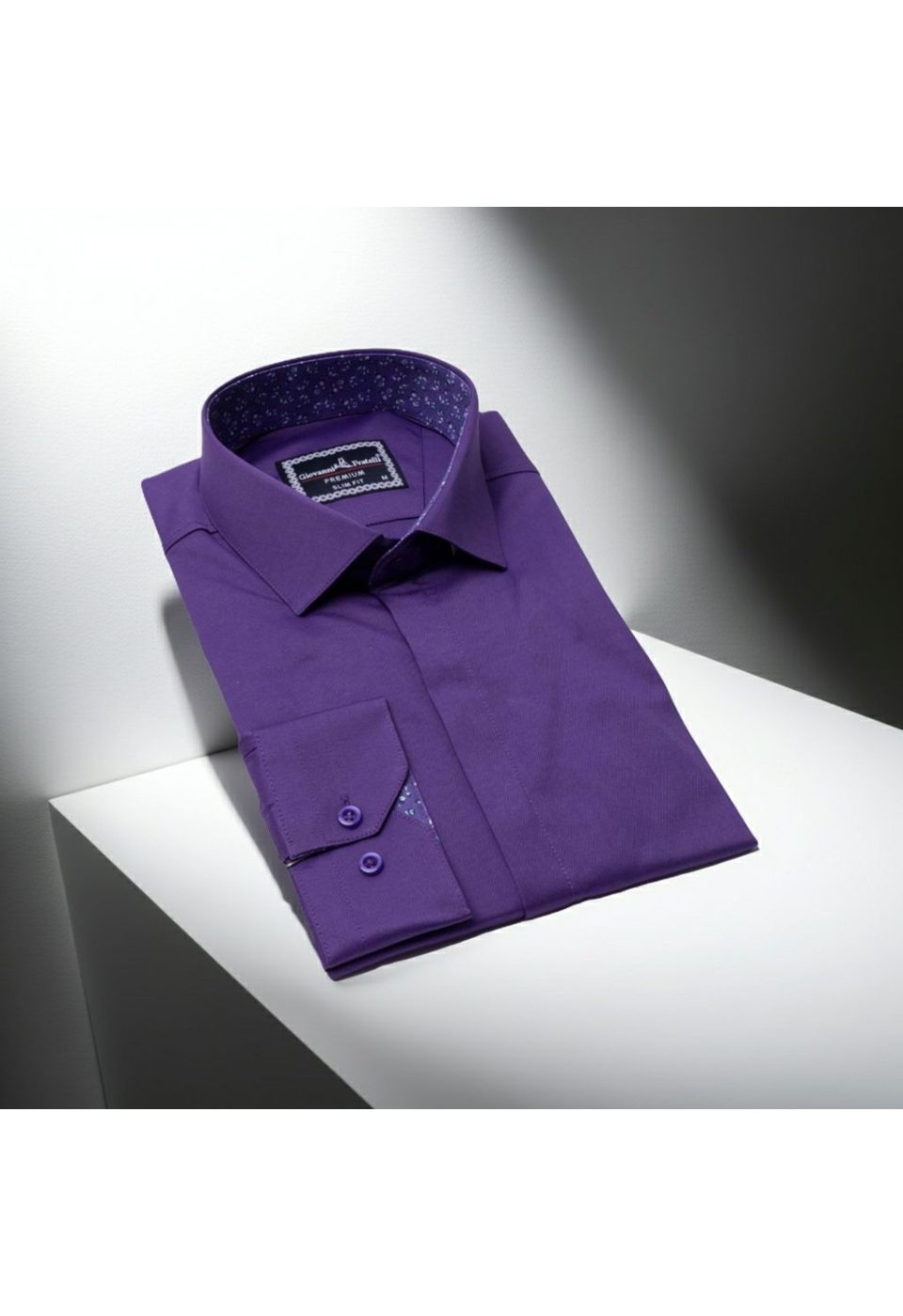 7044 CR SATIN 014 Slim Fit Uzun Kol Düz Renk Saten Erkek Gömlek 3GMK317044014 - Giovanni Fratelli