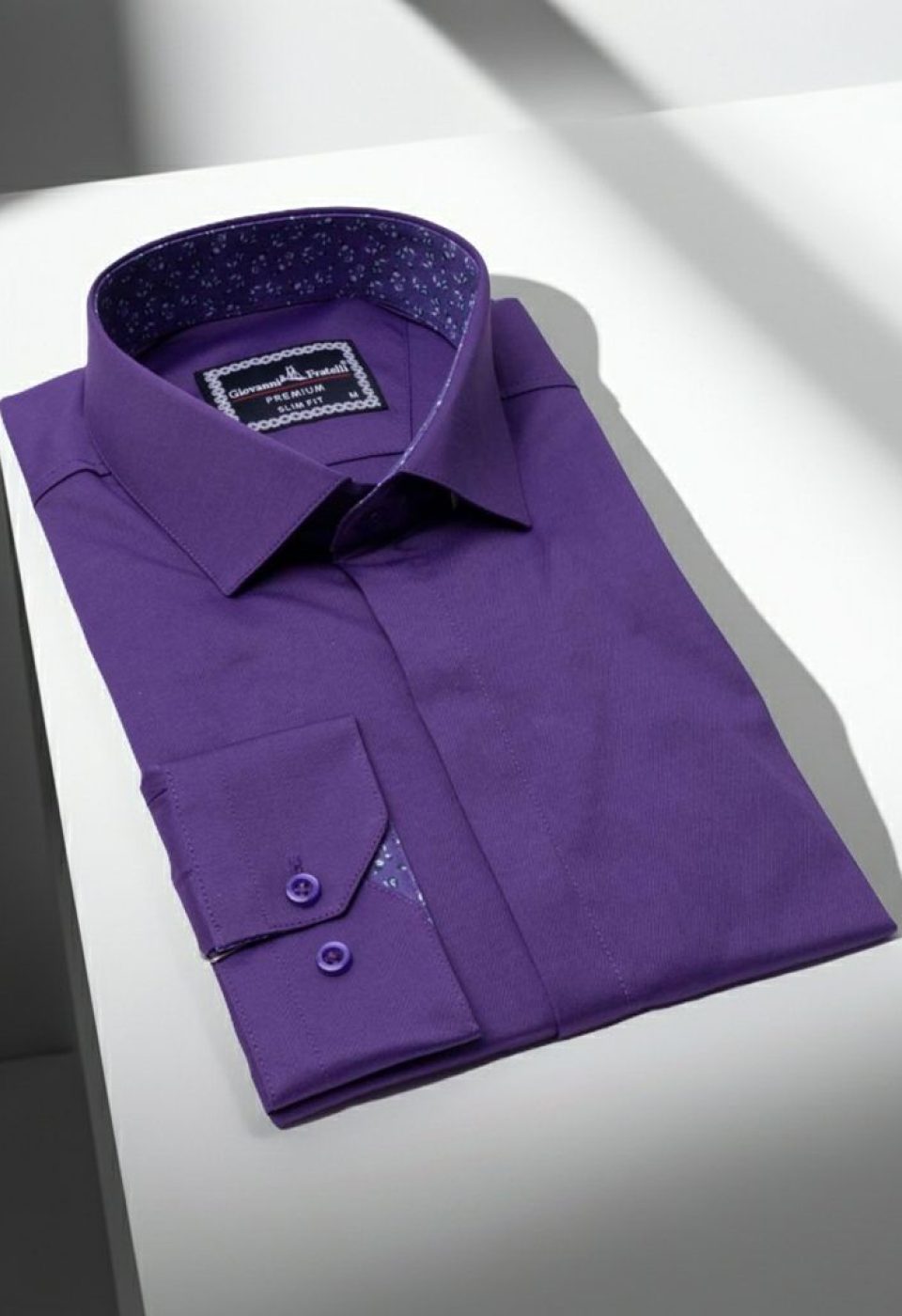 7044 CR SATIN 014 Slim Fit Uzun Kol Düz Renk Saten Erkek Gömlek 3GMK317044014 - Giovanni Fratelli