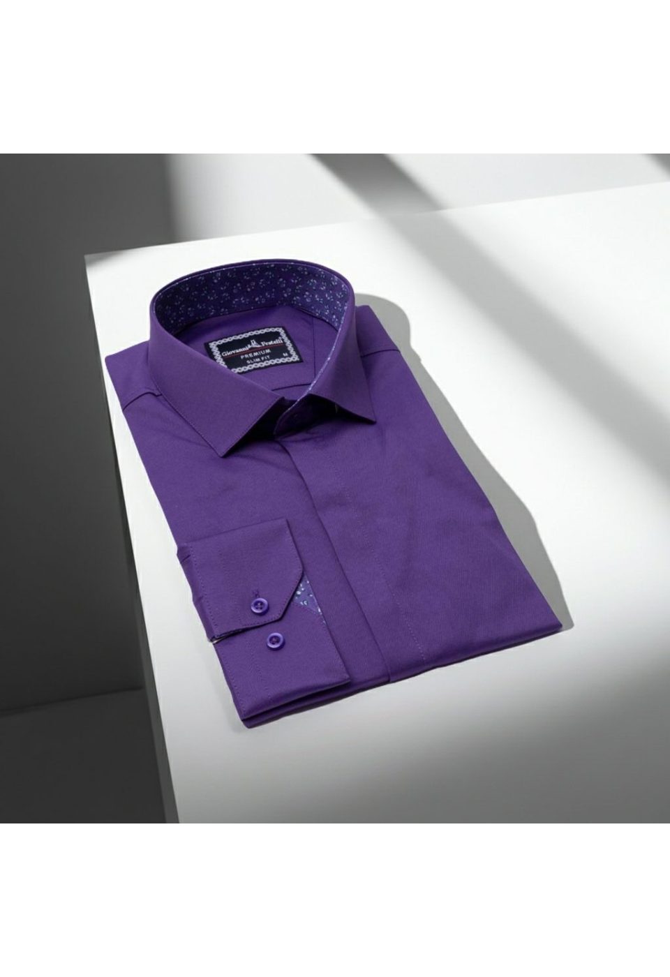 7044 CR SATIN 014 Slim Fit Uzun Kol Düz Renk Saten Erkek Gömlek 3GMK317044014 - Giovanni Fratelli