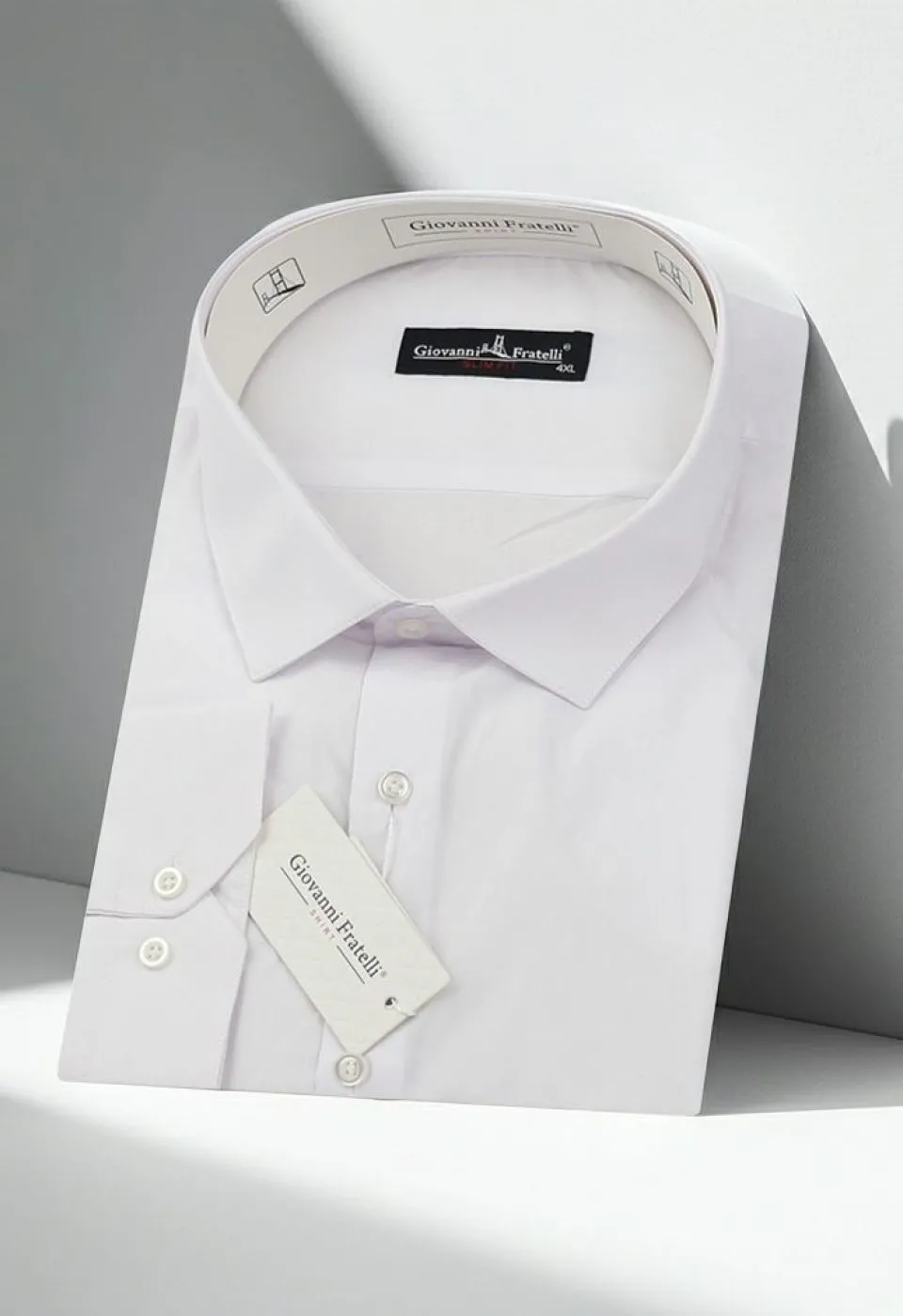 0408 BT CR BYZ Büyük Beden Slim Fit Uzun Kol Düz Beyaz Erkek Gömlek 4GMK310408BYZ - Giovanni Fratelli