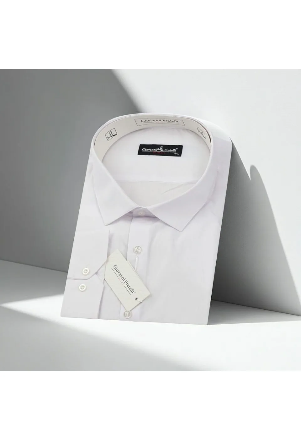 0408 BT CR BYZ Büyük Beden Slim Fit Uzun Kol Düz Beyaz Erkek Gömlek 4GMK310408BYZ - Giovanni Fratelli