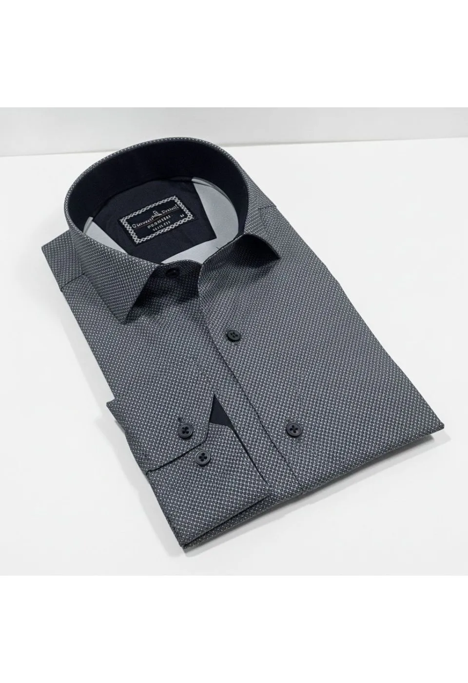 Slim Fit Uzun Kol Desenli Saten Gömlek 3GMK312478002 - Giovanni Fratelli