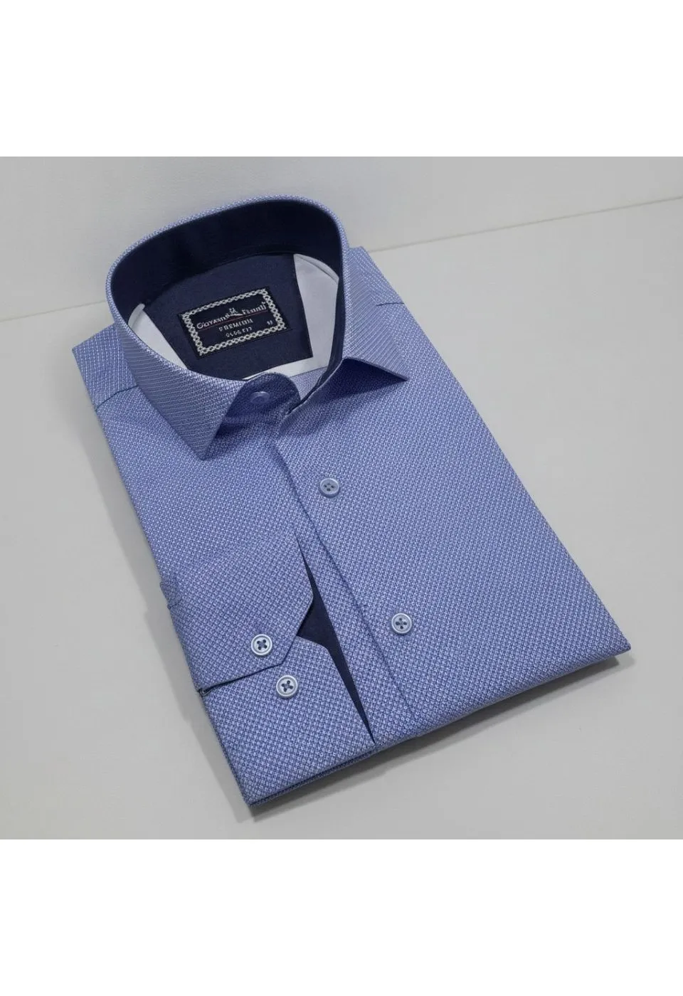 Slim Fit Uzun Kol Desenli Saten Gömlek 3GMK312478004 - Giovanni Fratelli