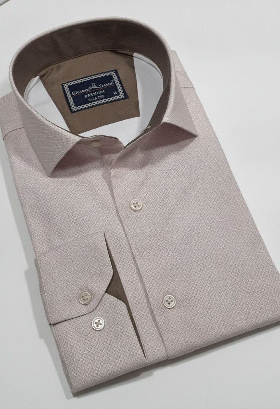 Slim Fit Uzun Kol Desenli Saten Gömlek 3GMK312478007