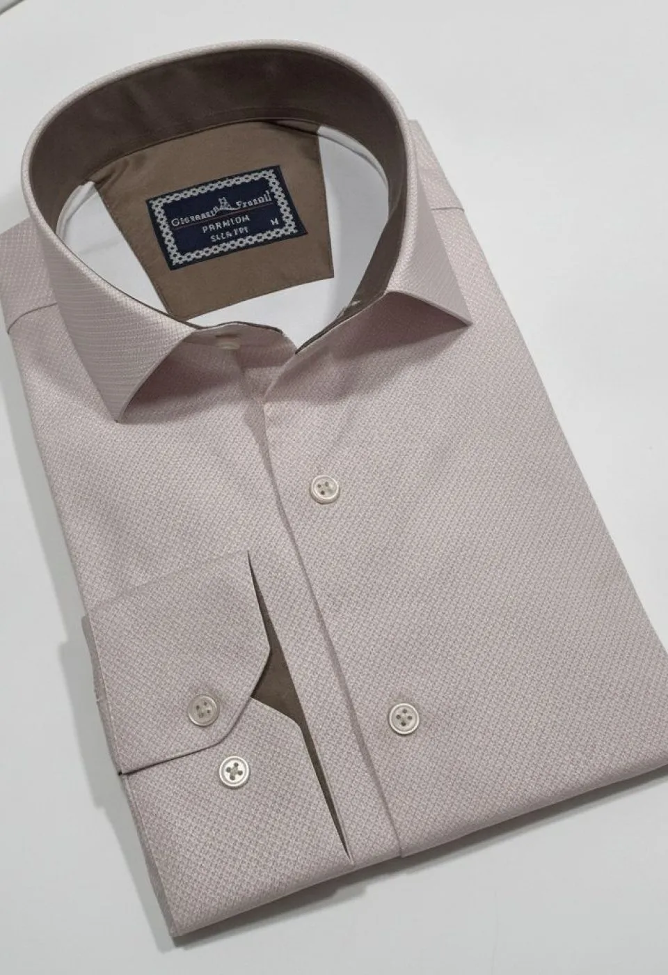 Slim Fit Uzun Kol Desenli Saten Gömlek 3GMK312478007