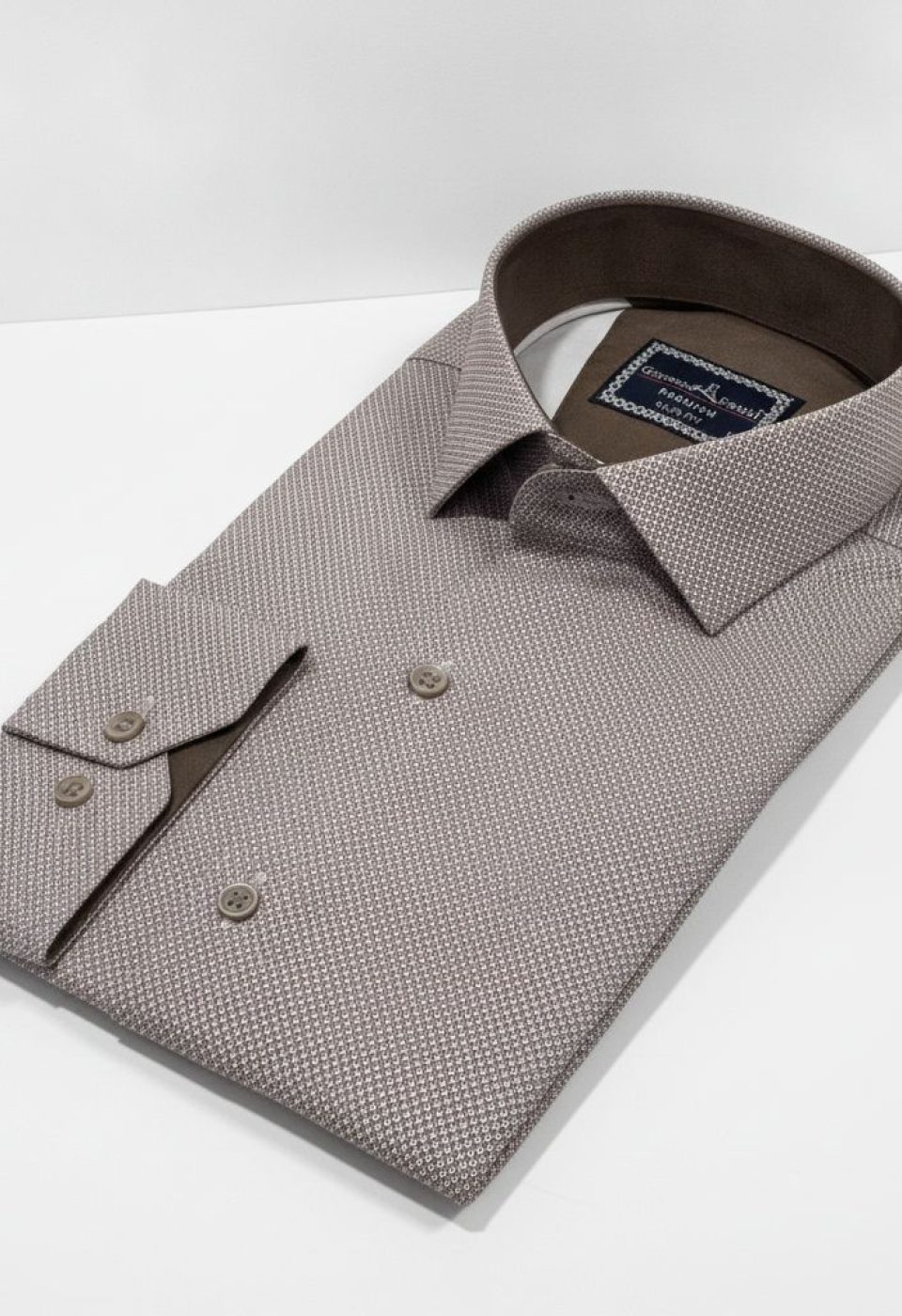 Slim Fit Uzun Kol Desenli Saten Gömlek 3GMK312478011