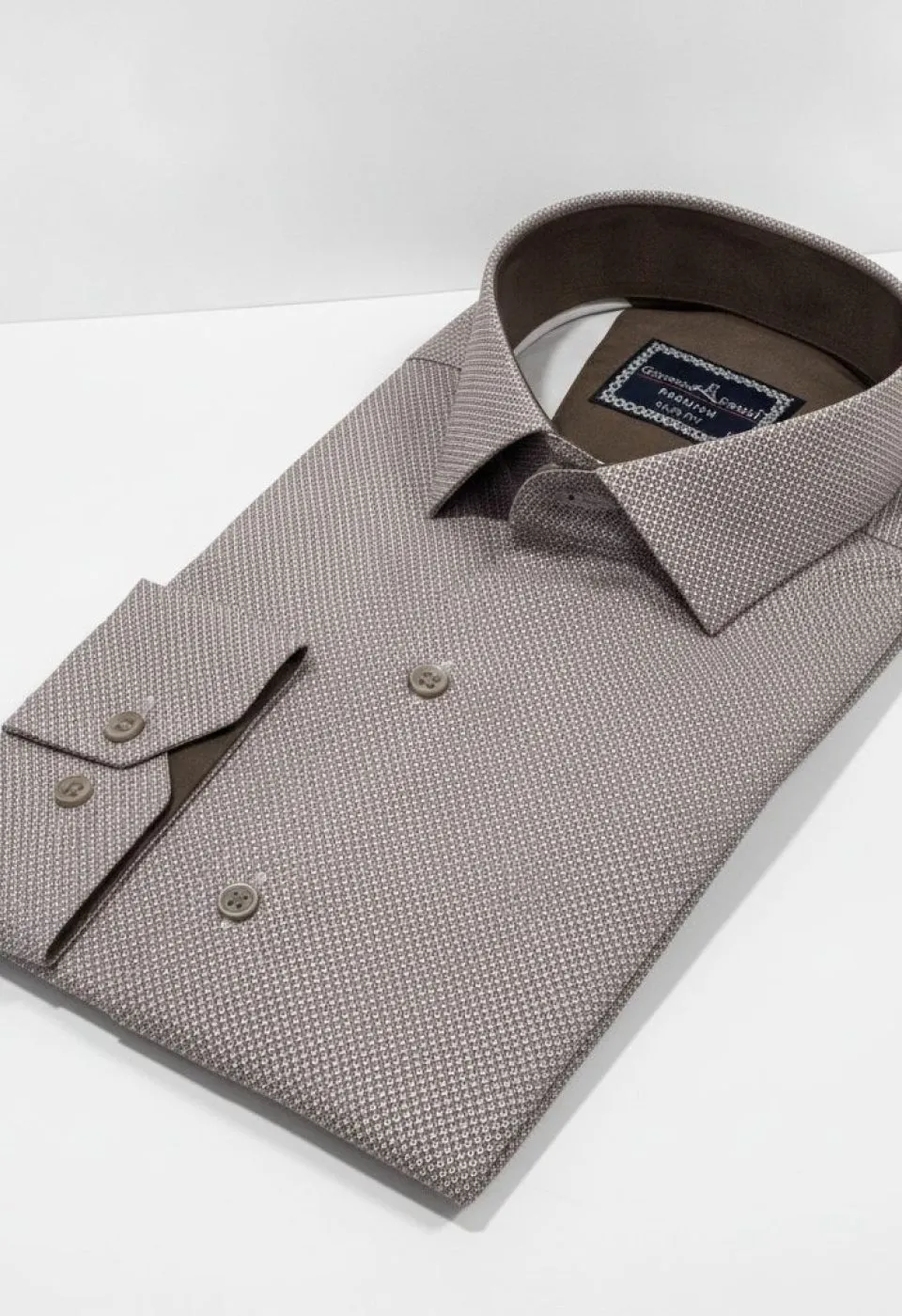 Slim Fit Uzun Kol Desenli Saten Gömlek 3GMK312478011