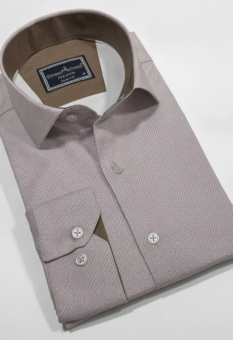 Slim Fit Uzun Kol Desenli Saten Gömlek 3GMK312478012