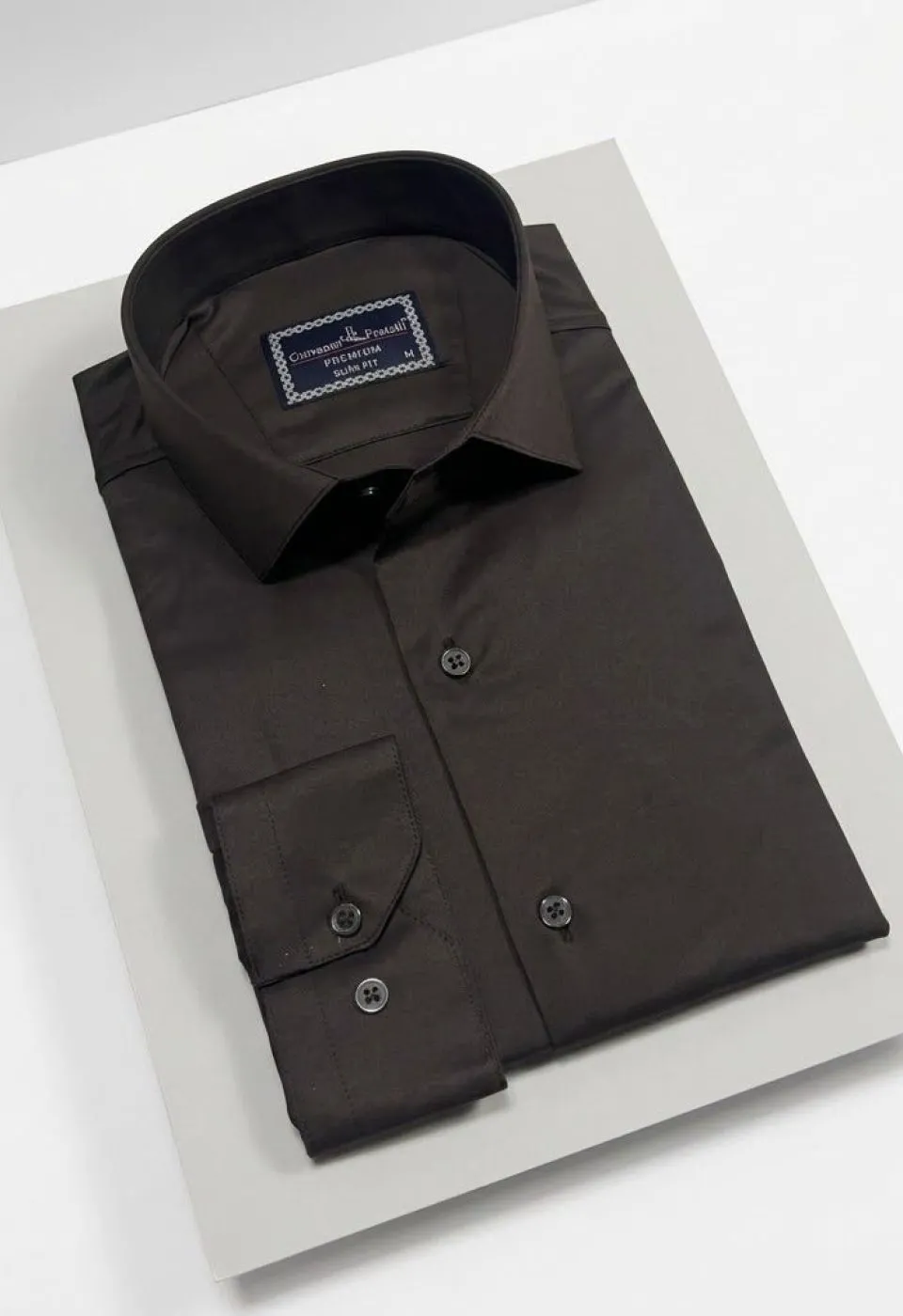 Slim Fit Uzun Kol Düz Renk Saten Erkek Gömlek 3GMK313030027