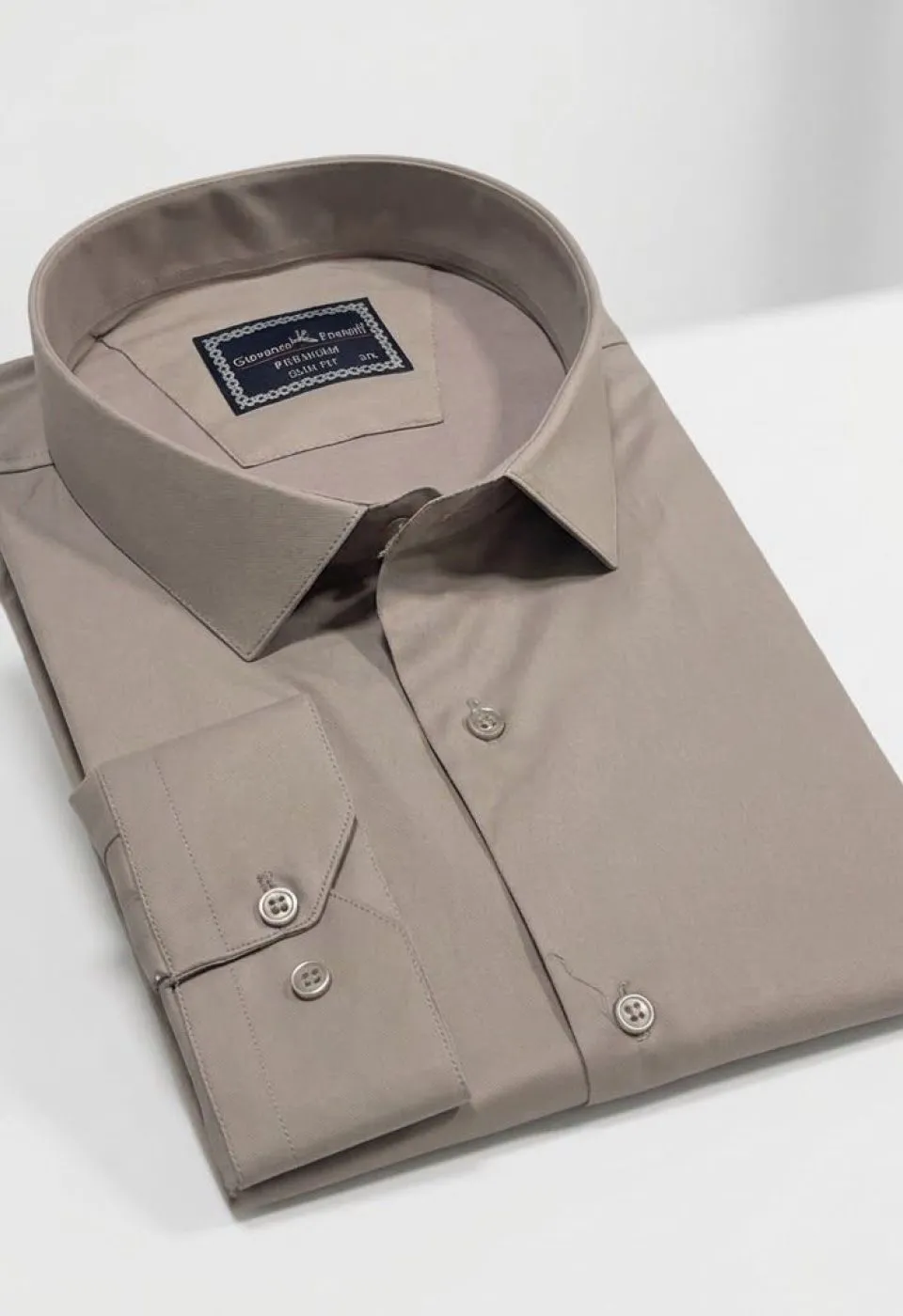 Büyük Beden Slim Fit Uzun Kol Düz Renk Saten Erkek Gömlek 4GMK313039026 - Giovanni Fratelli