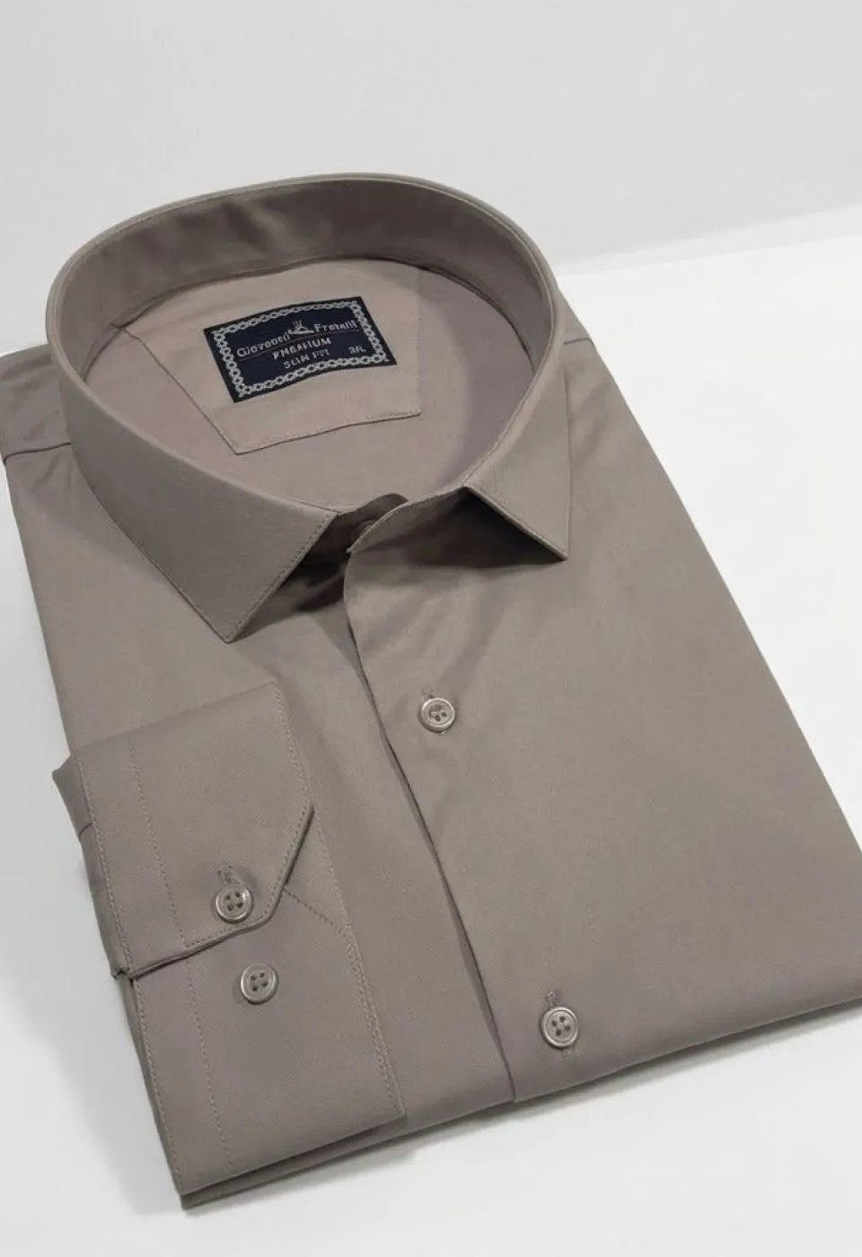 Büyük Beden Slim Fit Uzun Kol Düz Renk Saten Erkek Gömlek 4GMK313039026 - Giovanni Fratelli