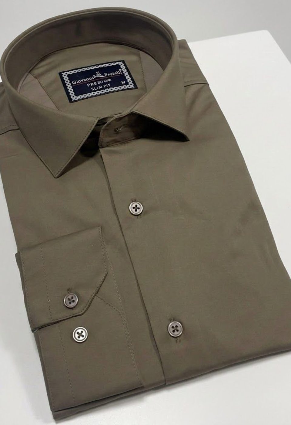 Slim Fit Uzun Kol Düz Renk Saten Erkek Gömlek 3GMK327091051 - Giovanni Fratelli