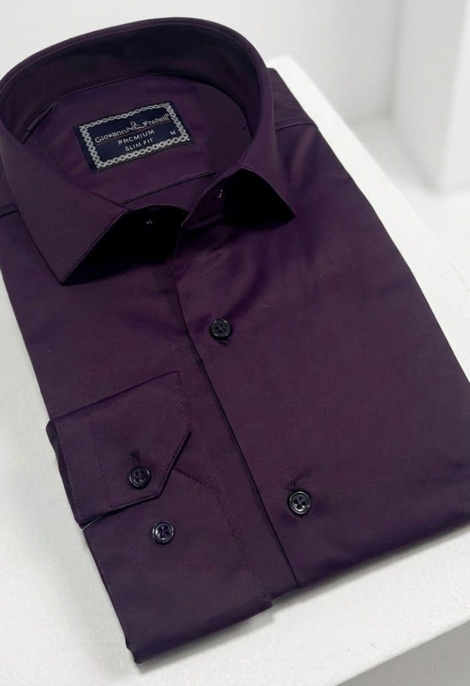 7091 CR SATIN 053 Slim Fit Uzun Kol Düz Renk Saten Erkek Gömlek 3GMK327091053 - Giovanni Fratelli